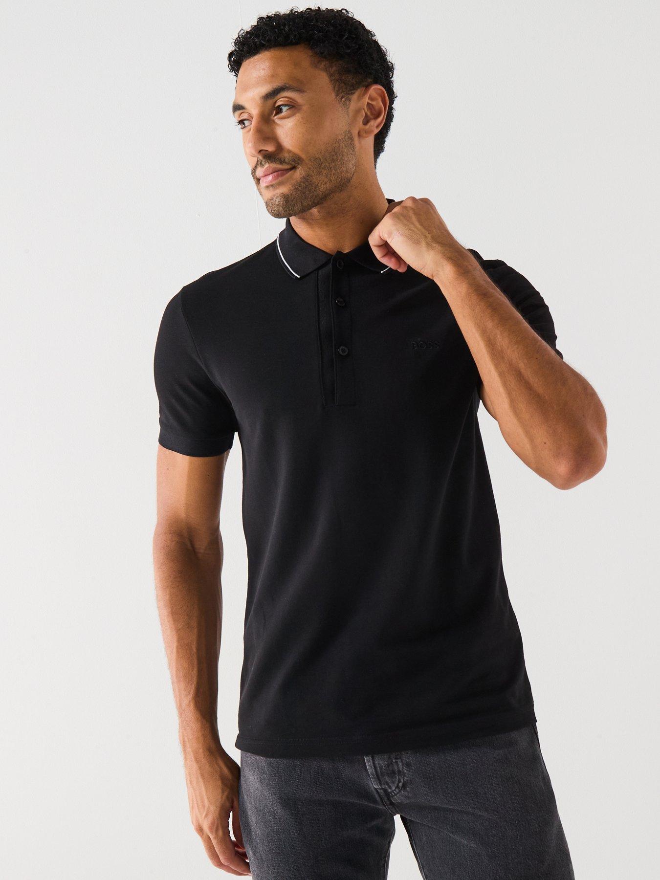 BOSS Paule 4 Placket Mono Comfort Fit Polo Shirt - Black