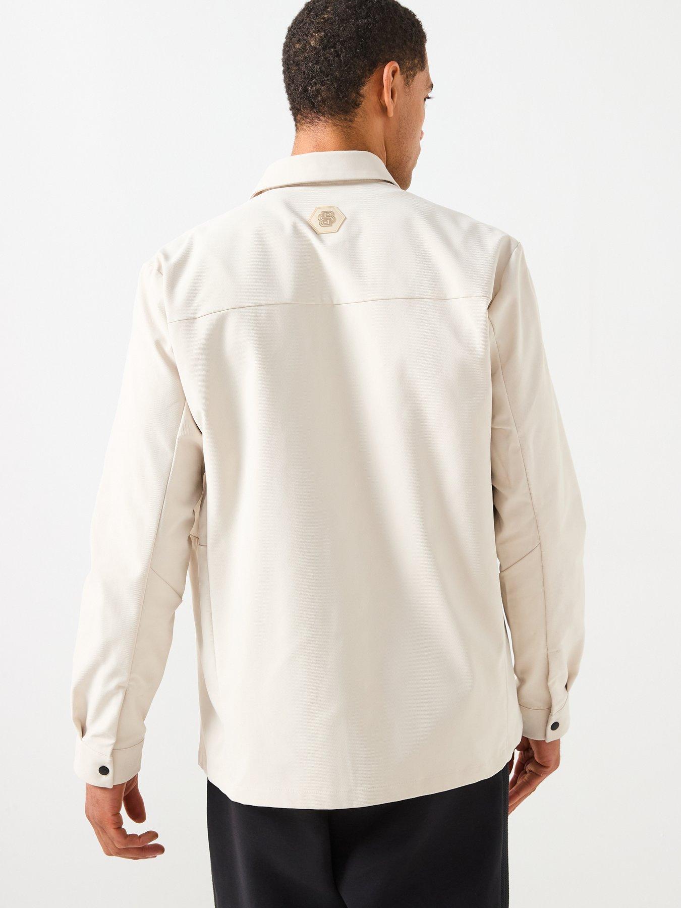 Image 2 of 6 of BOSS Future Relaxed Fit Bb Emblem Button Through Overshirt - Light Beige