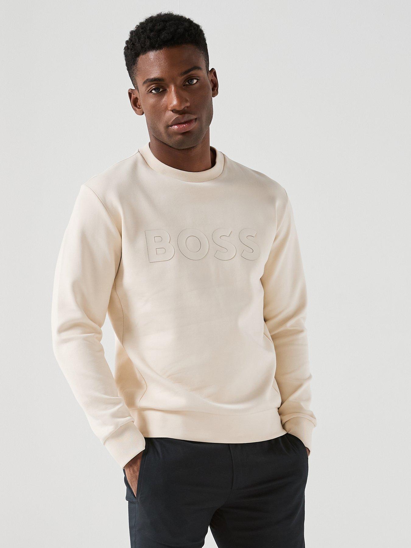 BOSS Salbo Chest Logo Crew Sweat - Light Beige