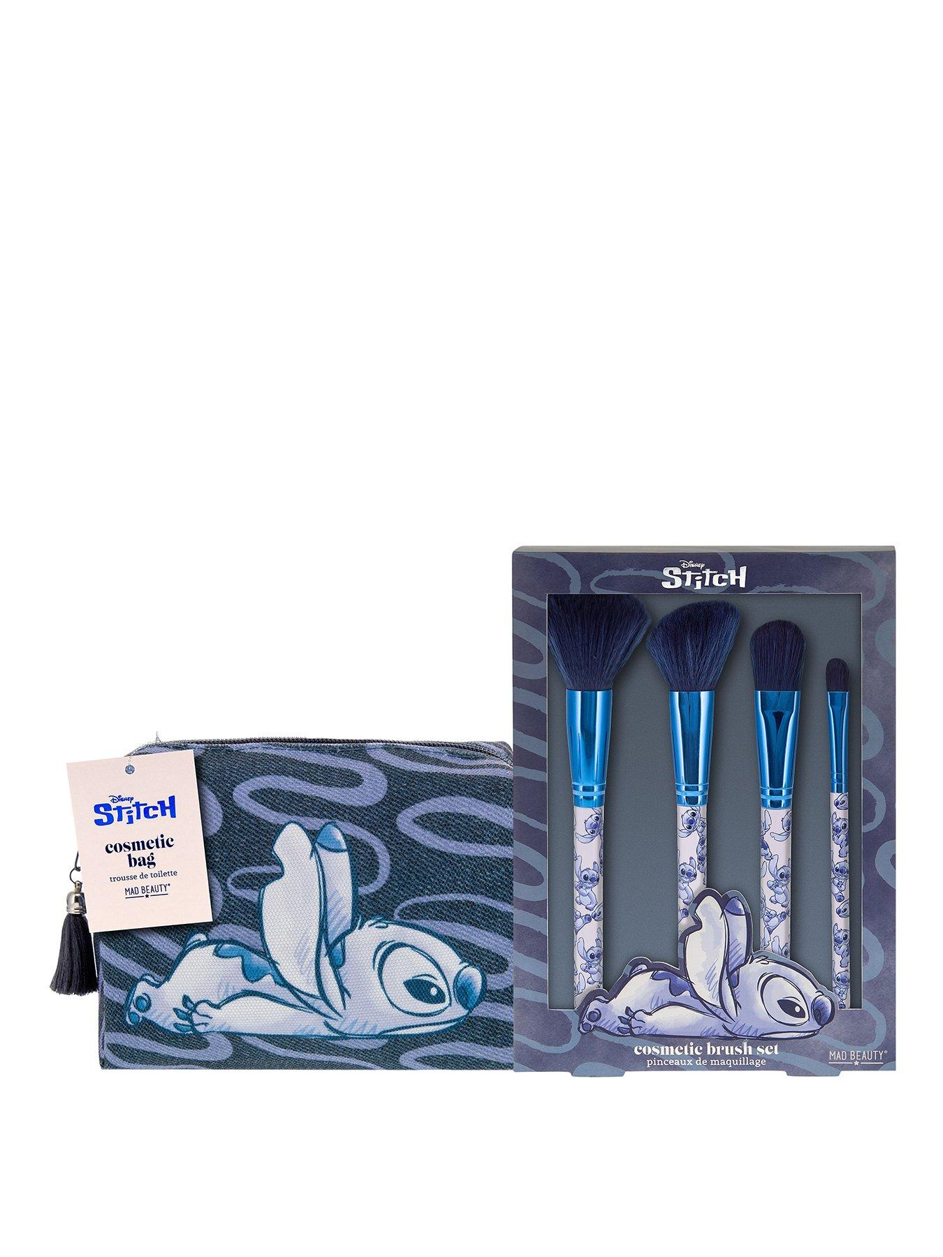 undefined Stitch Denim Cosmetic Bag & Makeup Brush Set