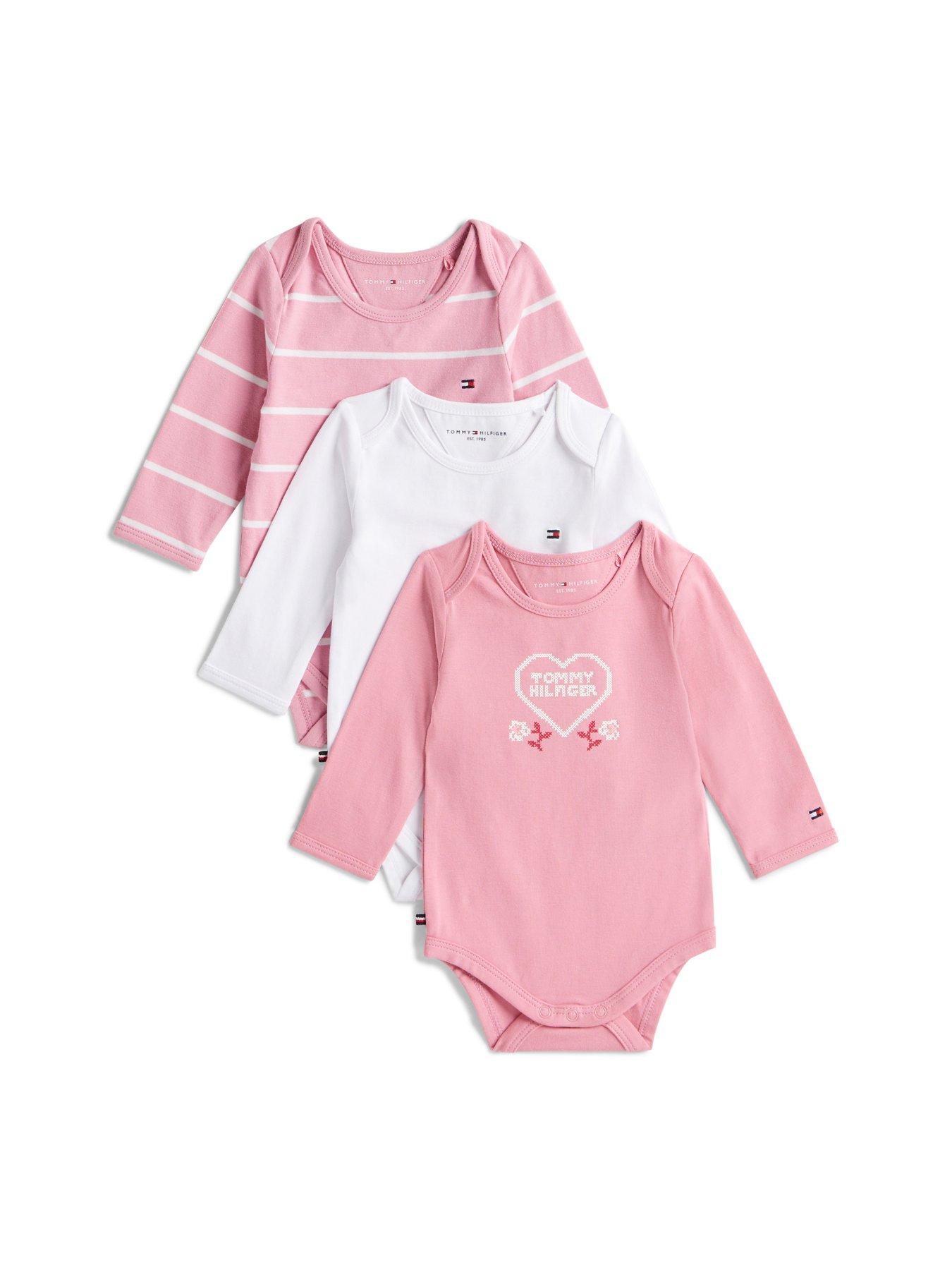 Image 1 of 3 of Tommy Hilfiger Baby Girls 3 Pack Long Sleeve Body Giftbox - Multi