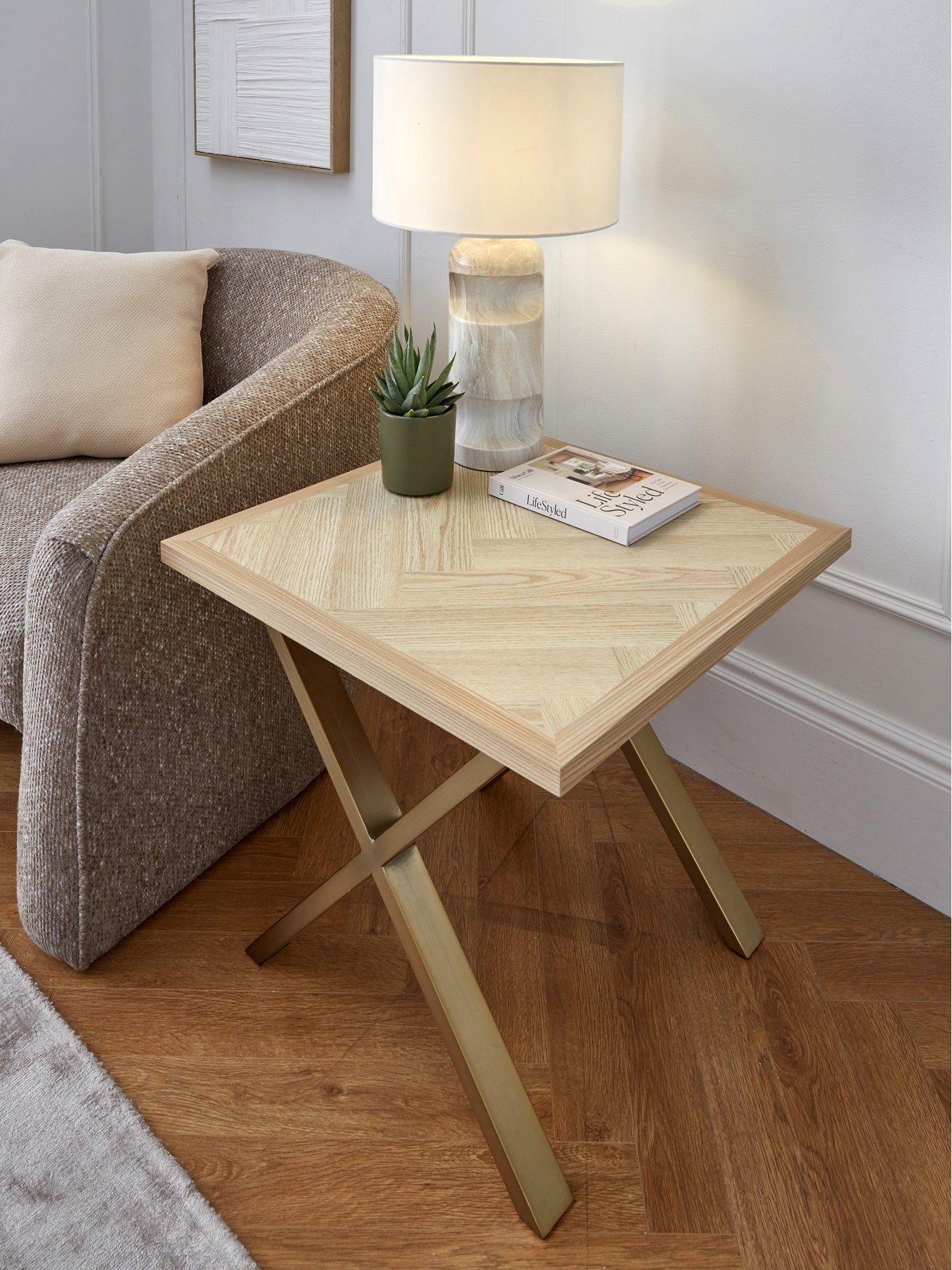 Very Home Kaia Large Side Table - Brass/Light Oak - FSC® Certified