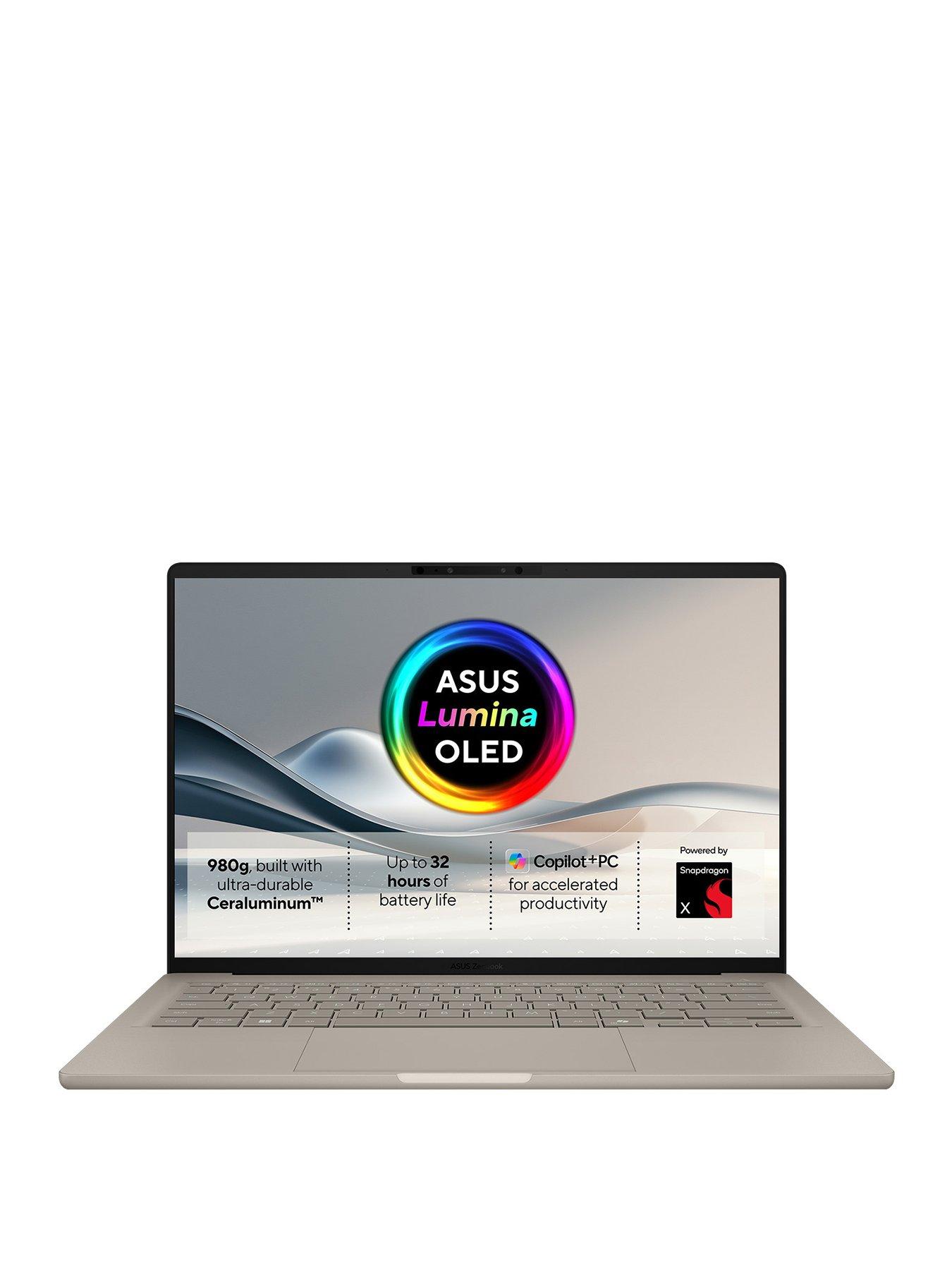 Asus Zenbook A14 Copilot+ PC Laptop - 14in WUXGA OLED, Qualcomm Snapdragon X, 16GB RAM, 1TB SSD - Gold