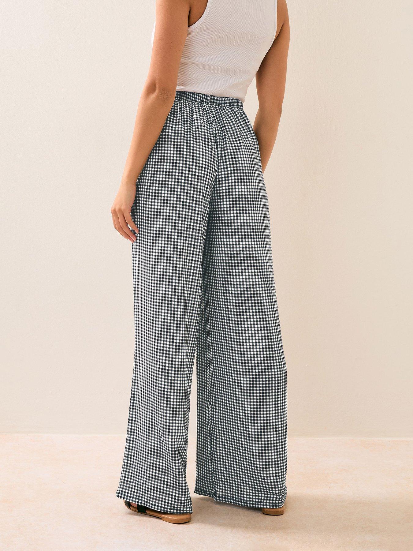Image 2 of 4 of PixieGirl Petite Gingham Check Wide Leg Trouser - Black