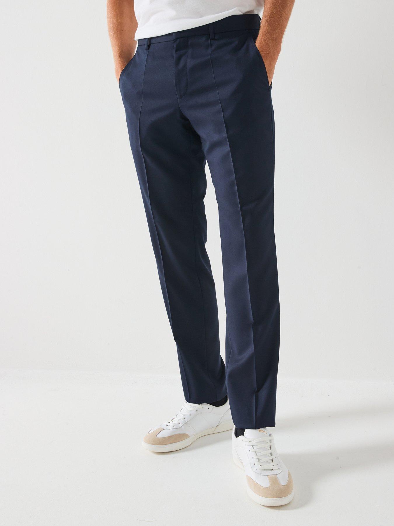 undefined H-genuis Slim Fit Wool Suit Trousers - Navy