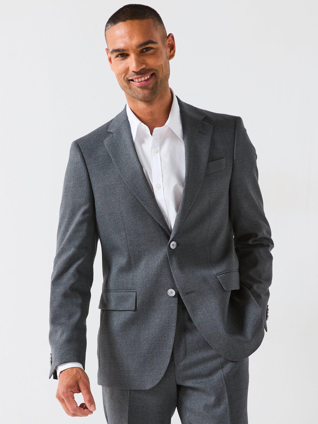 BOSS H-jasper Regular Fit Wool Mix  &  Match Suit Jacket - Dark Grey