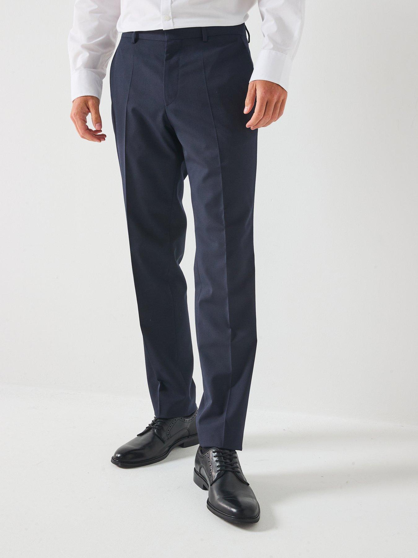 undefined H-Leon Regular Fit Wool Mix  &  Match Suit Trouser - Dark Blue