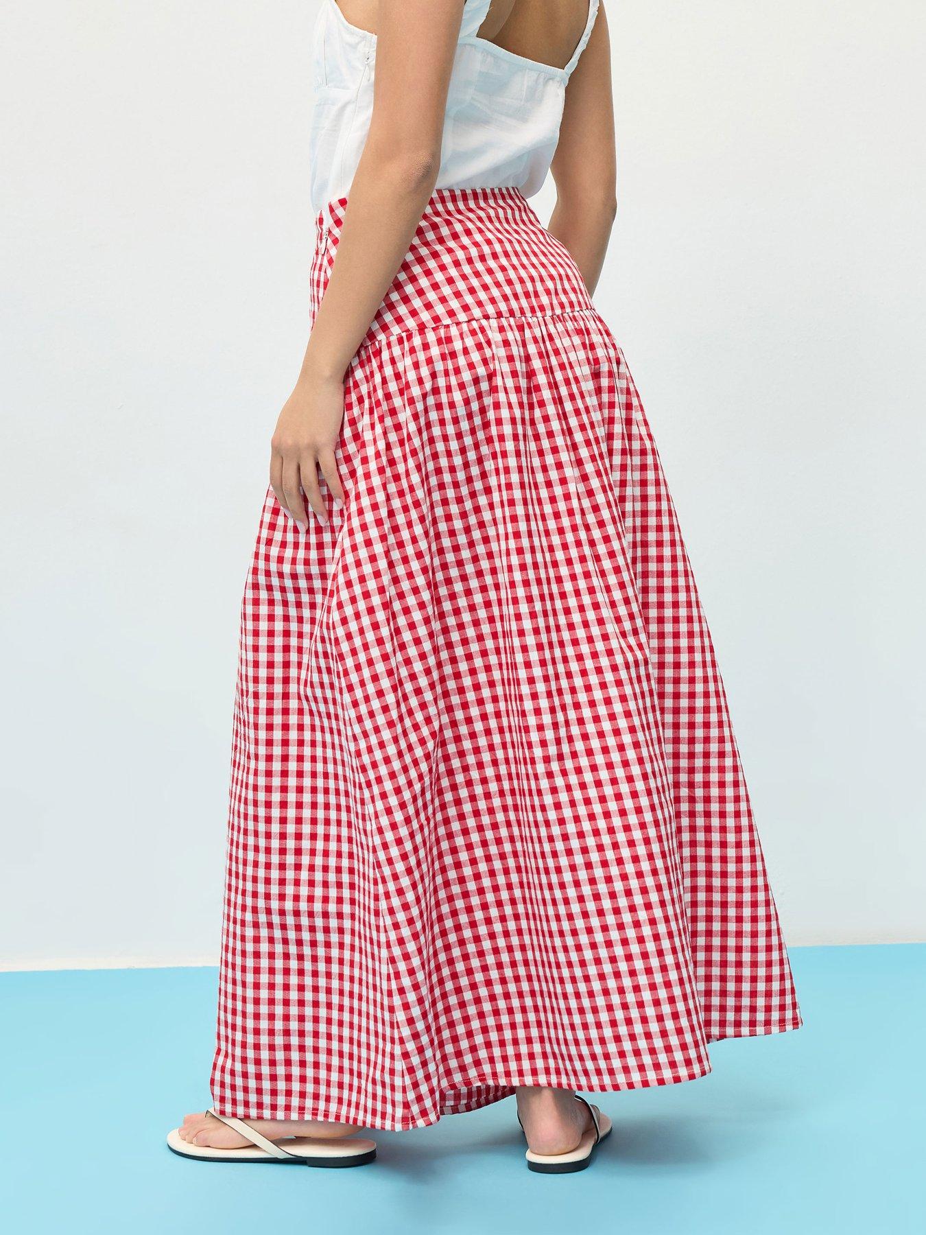 Image 2 of 6 of PixieGirl Petite Gingham Check Maxi Skirt