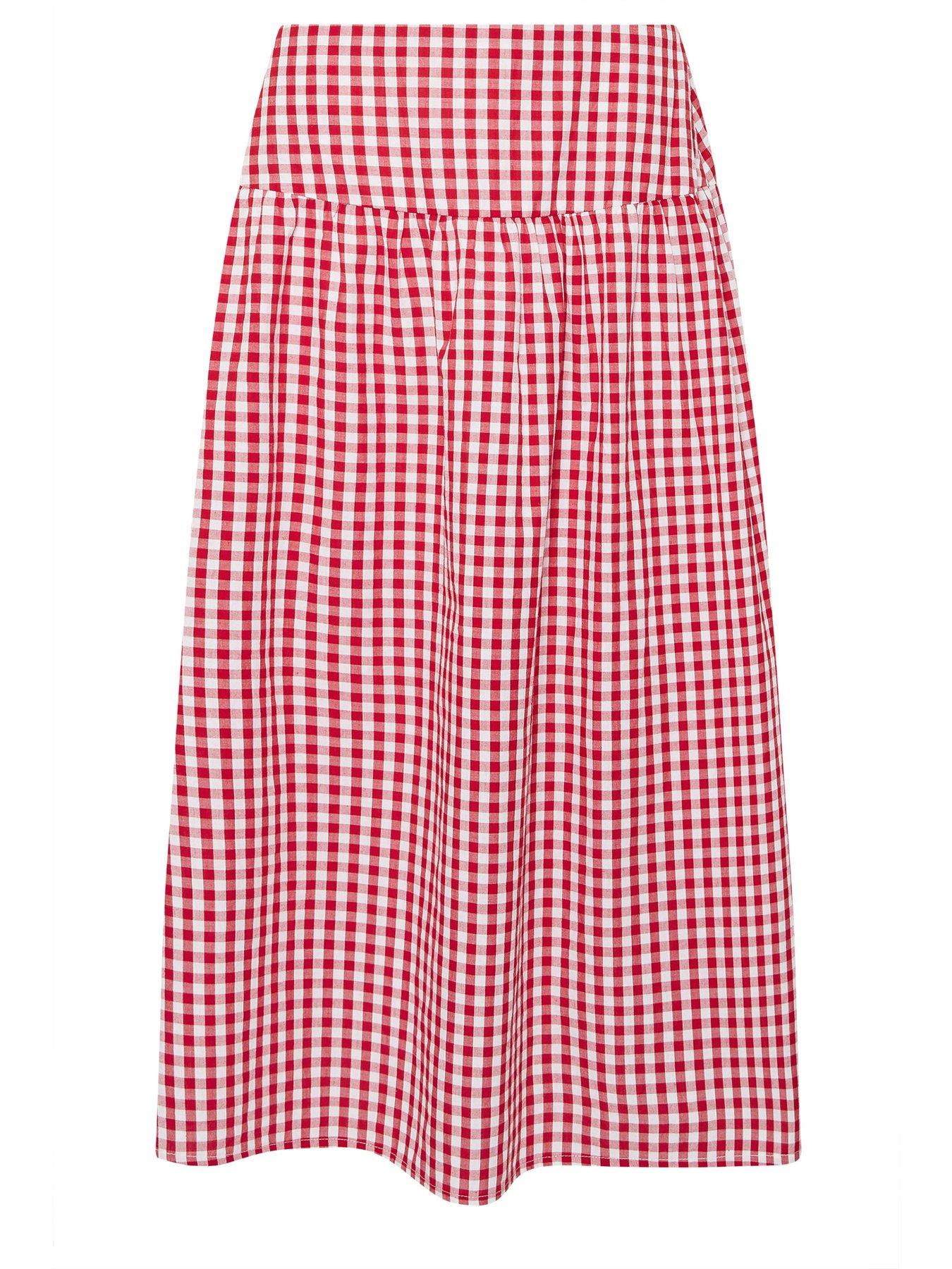 Image 6 of 6 of PixieGirl Petite Gingham Check Maxi Skirt