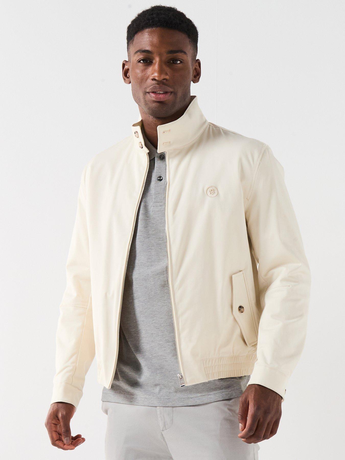 BOSS H-Coiner-253 Bb Logo Harrington Jacket - Light Beige