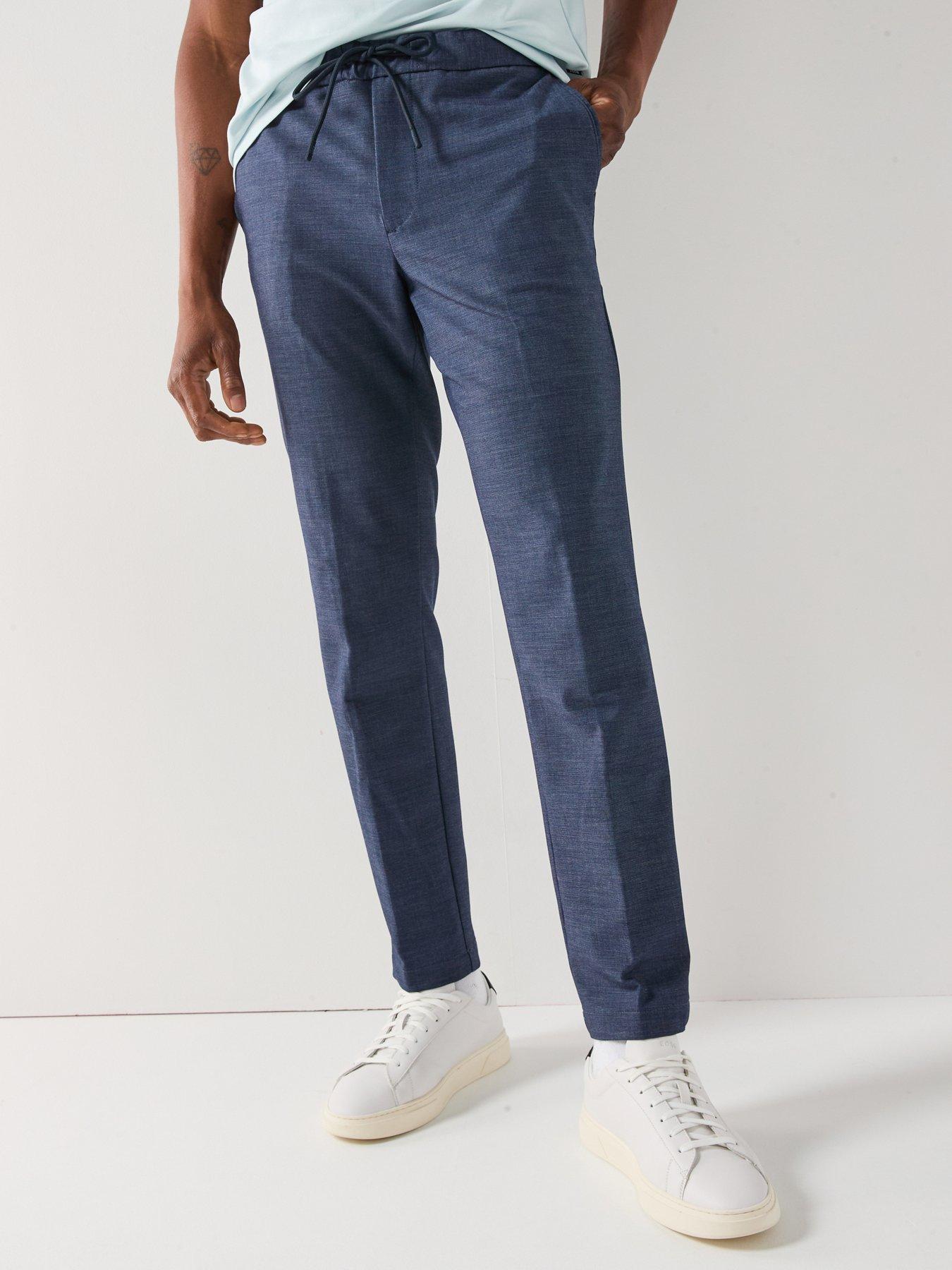 undefined P-kane1 Modern Fit Drawstring Casual Stretch Trousers - Navy