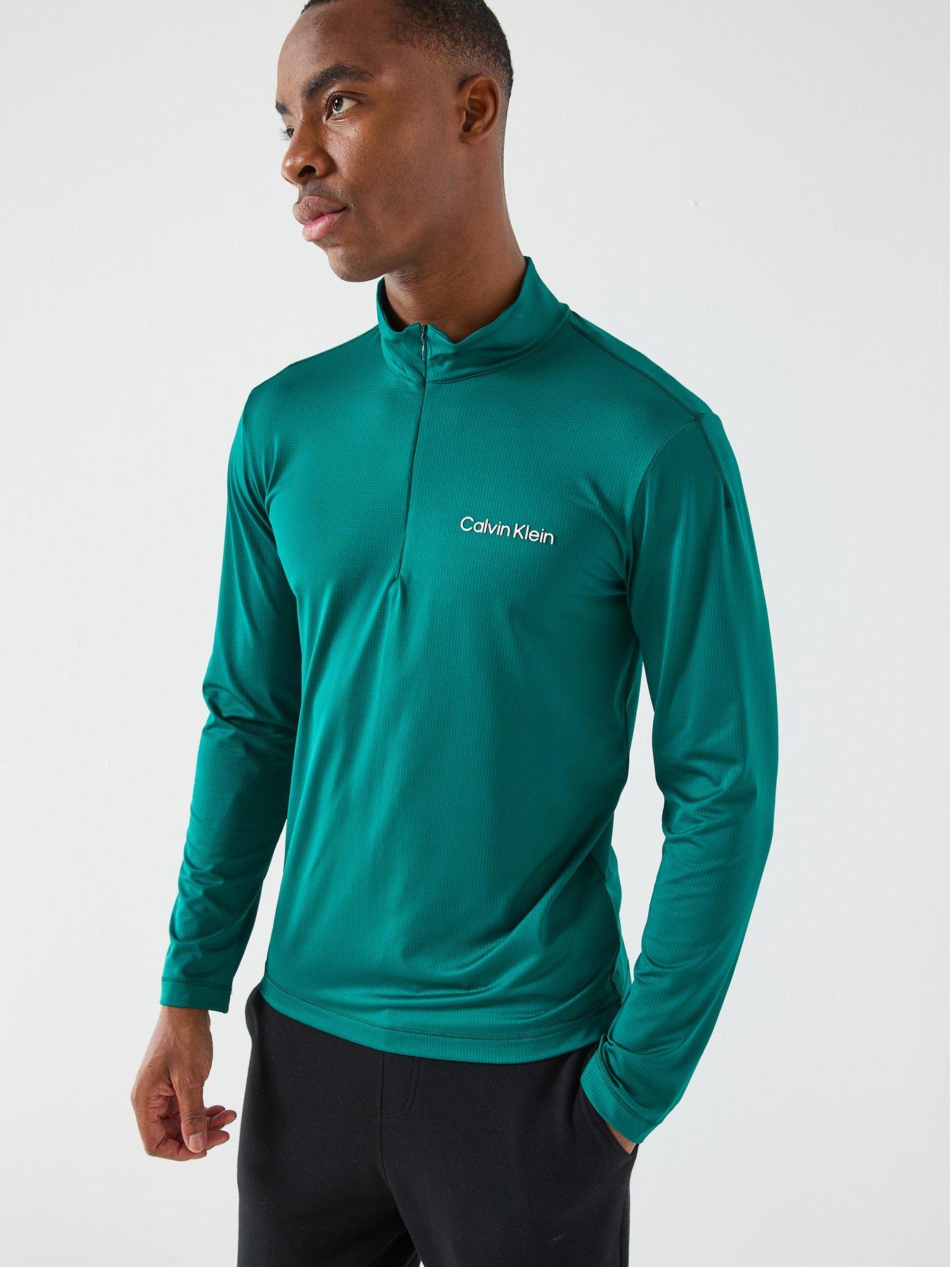 Calvin Klein Sport Ck Icon Performance 1/4 Zip Sweat Top - Green