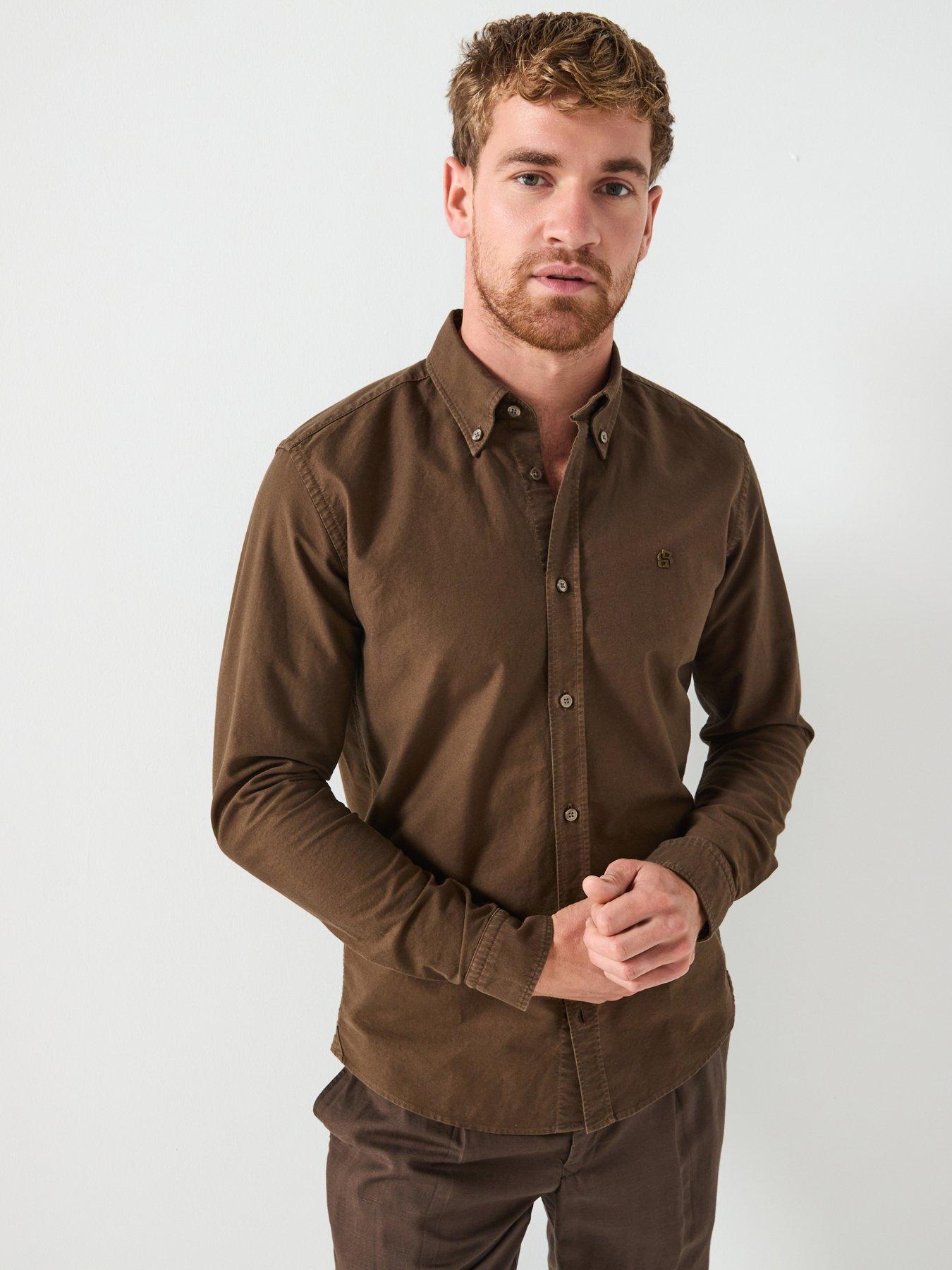 undefined H-roan Button Down Slim Fit Oxford Shirt - Khaki
