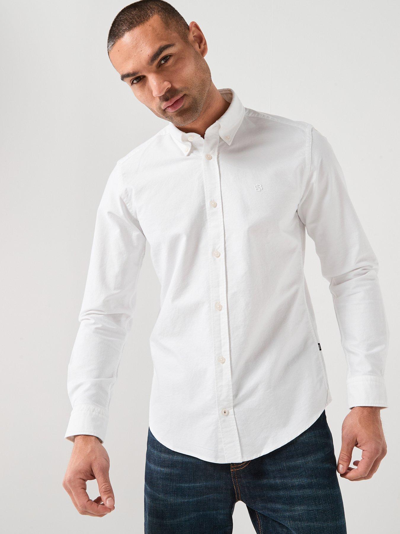 BOSS Boss H-liam Plain Regular Fit Oxford Shirt - White
