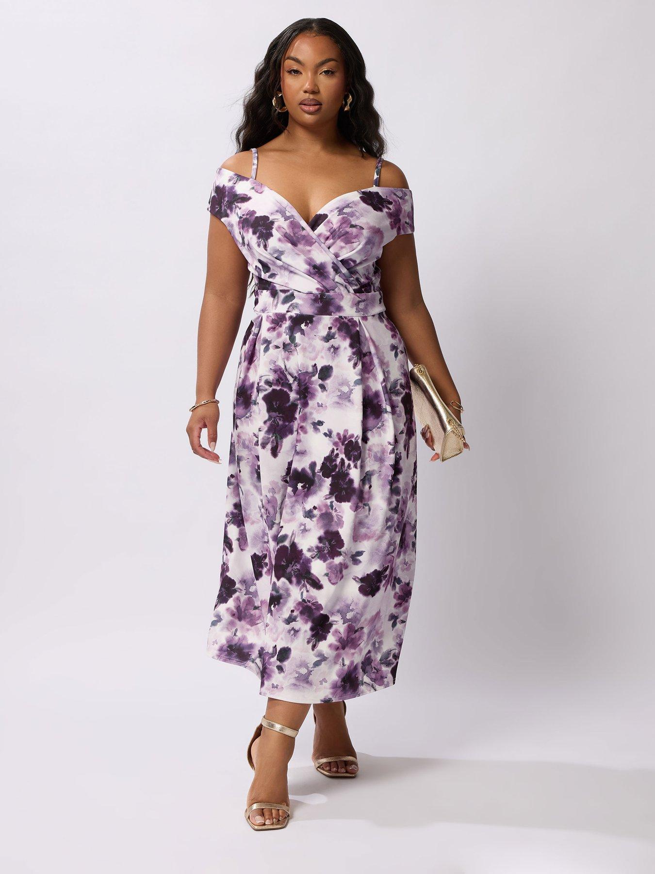 undefined Curve Floral Bardot Midaxi Dress