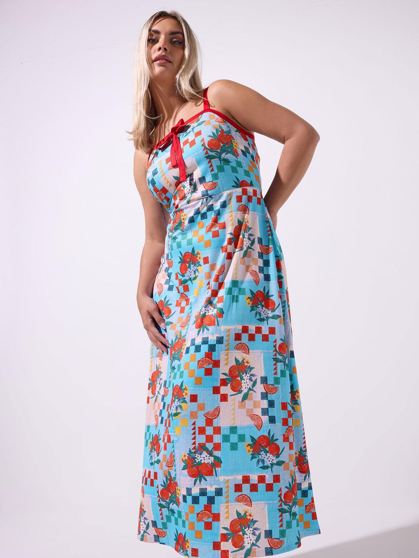 undefined Curve Cami Checkerboard Dress - Blue
