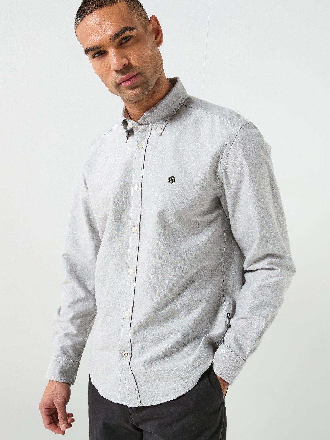 BOSS H-Liam Plain Regular Fit Oxford Shirt - Khaki