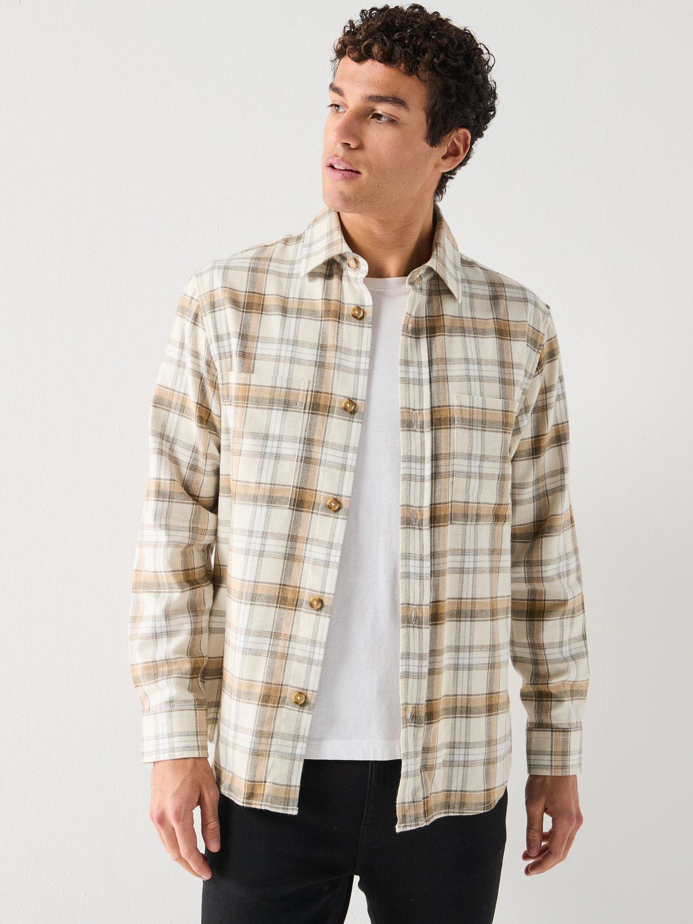 BOSS Flannel Check Overshirt - Beige