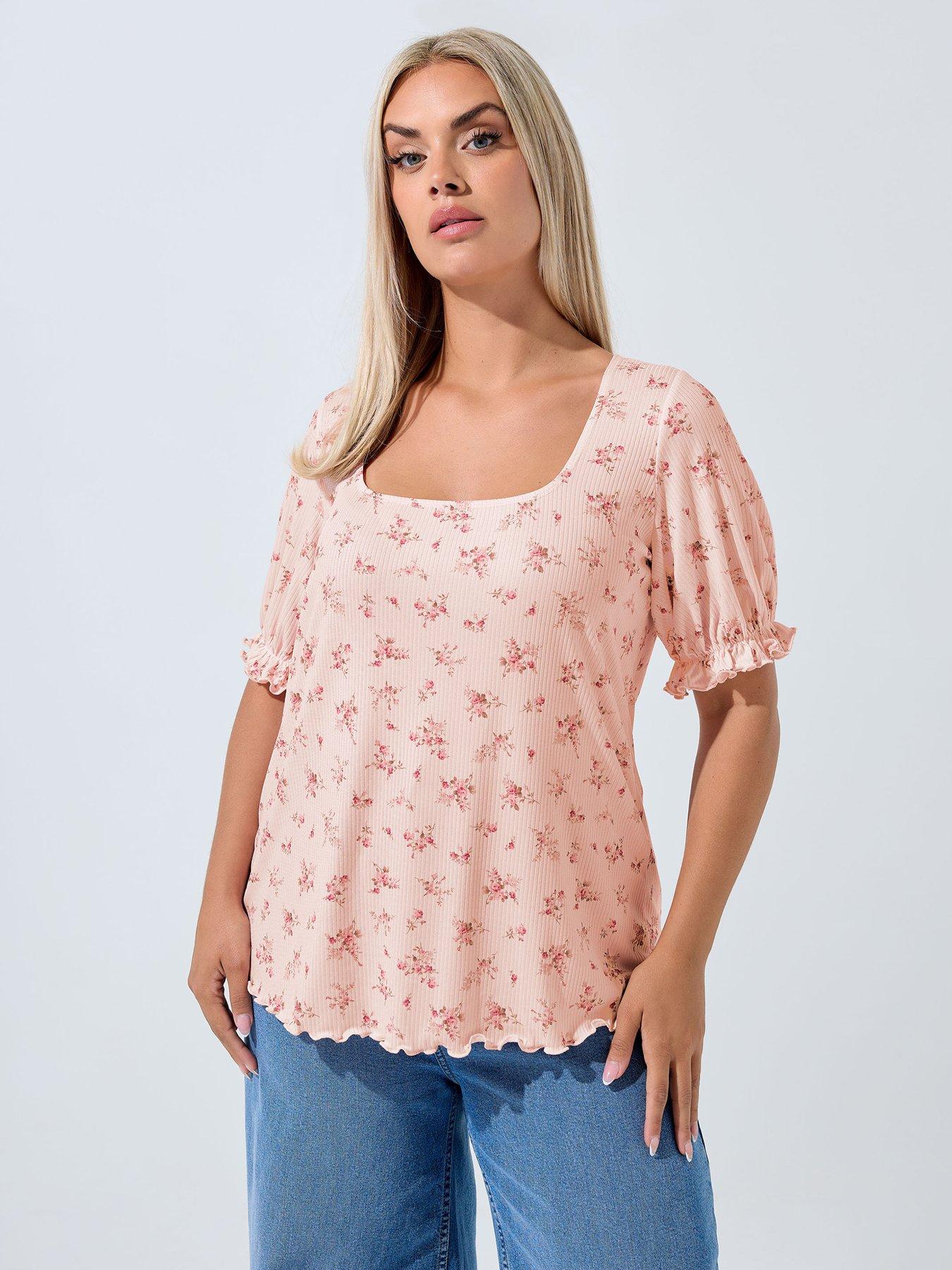 undefined Curve Ditsy Lace Top - Pink