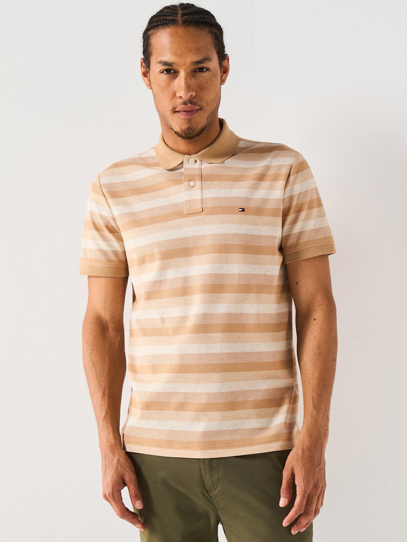 undefined Stripe Structure Polo Shirt - Navy