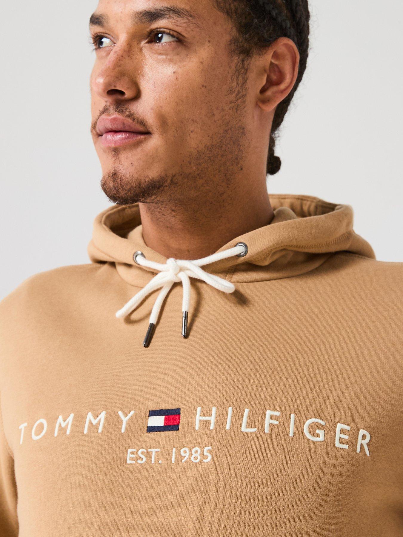 Image 4 of 4 of Tommy Hilfiger Linear Chest Logo Hoodie - Light Brown
