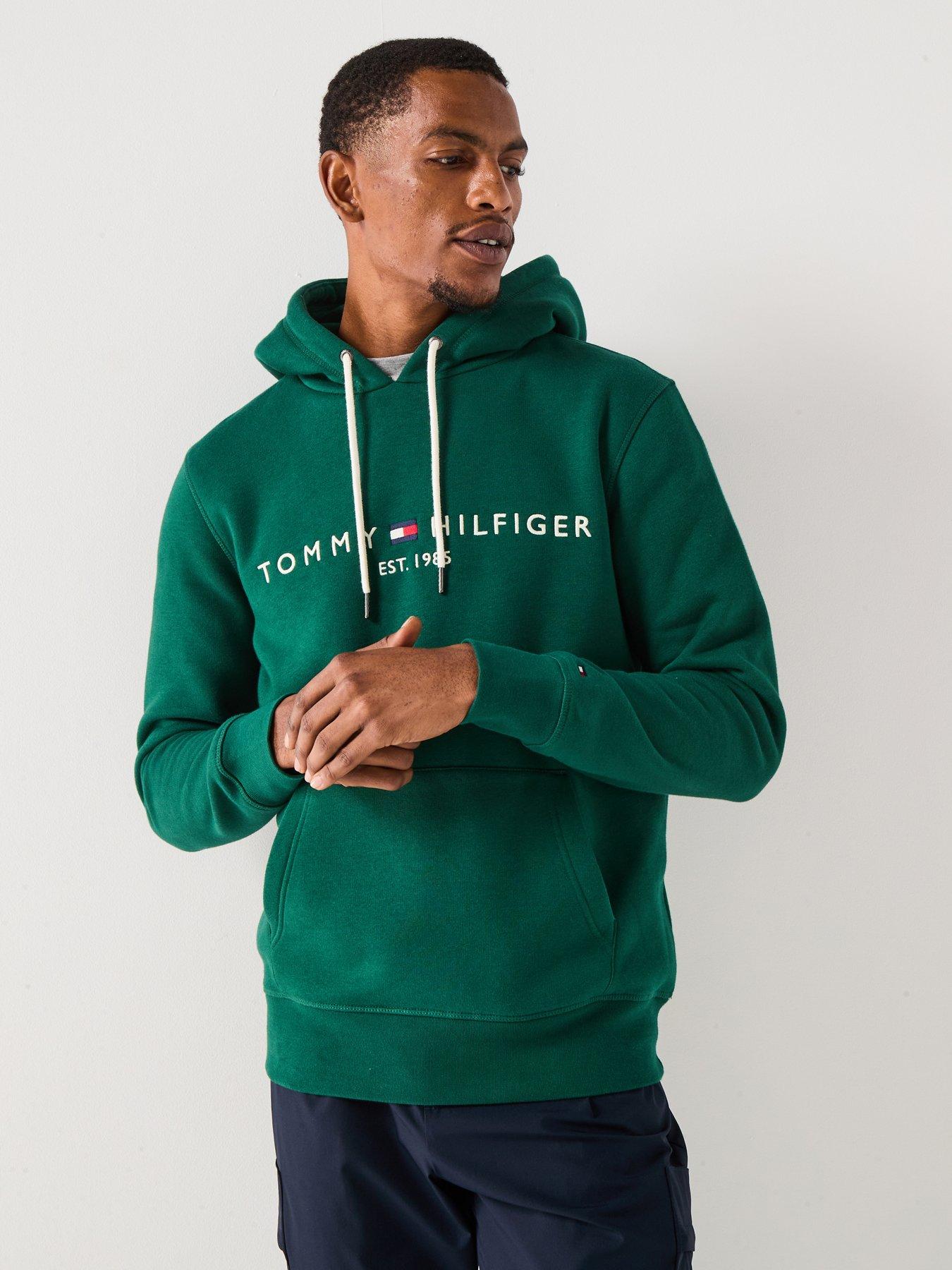 undefined Linear Chest Logo Hoodie - Dark Green