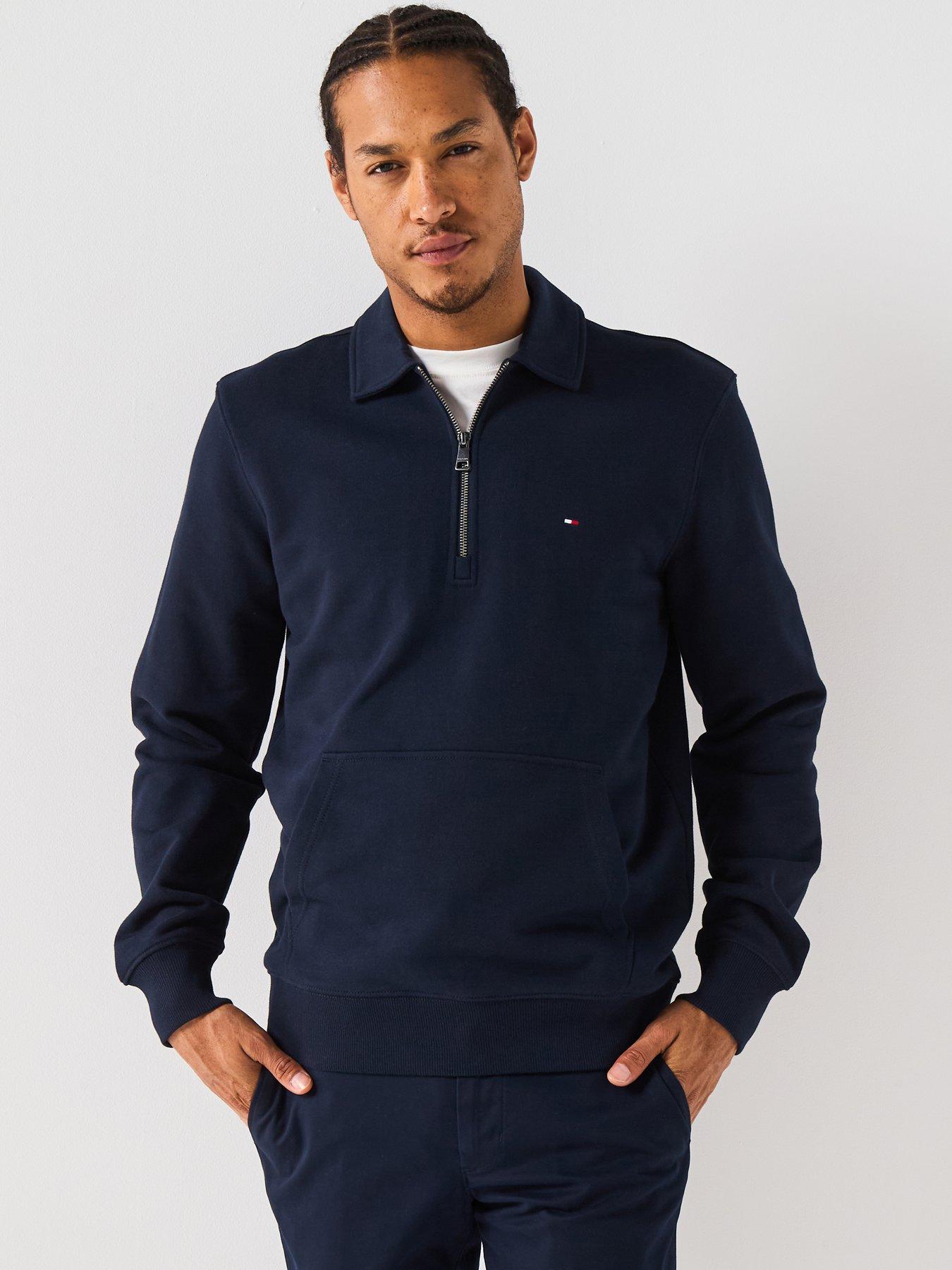undefined Essential Terry 1/4 Zip Sweatshirt - Navy