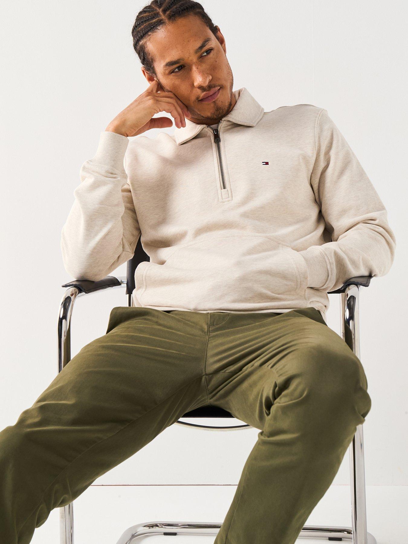 Tommy Hilfiger Essential Terry 1/4 Zip Sweat Top - Natural