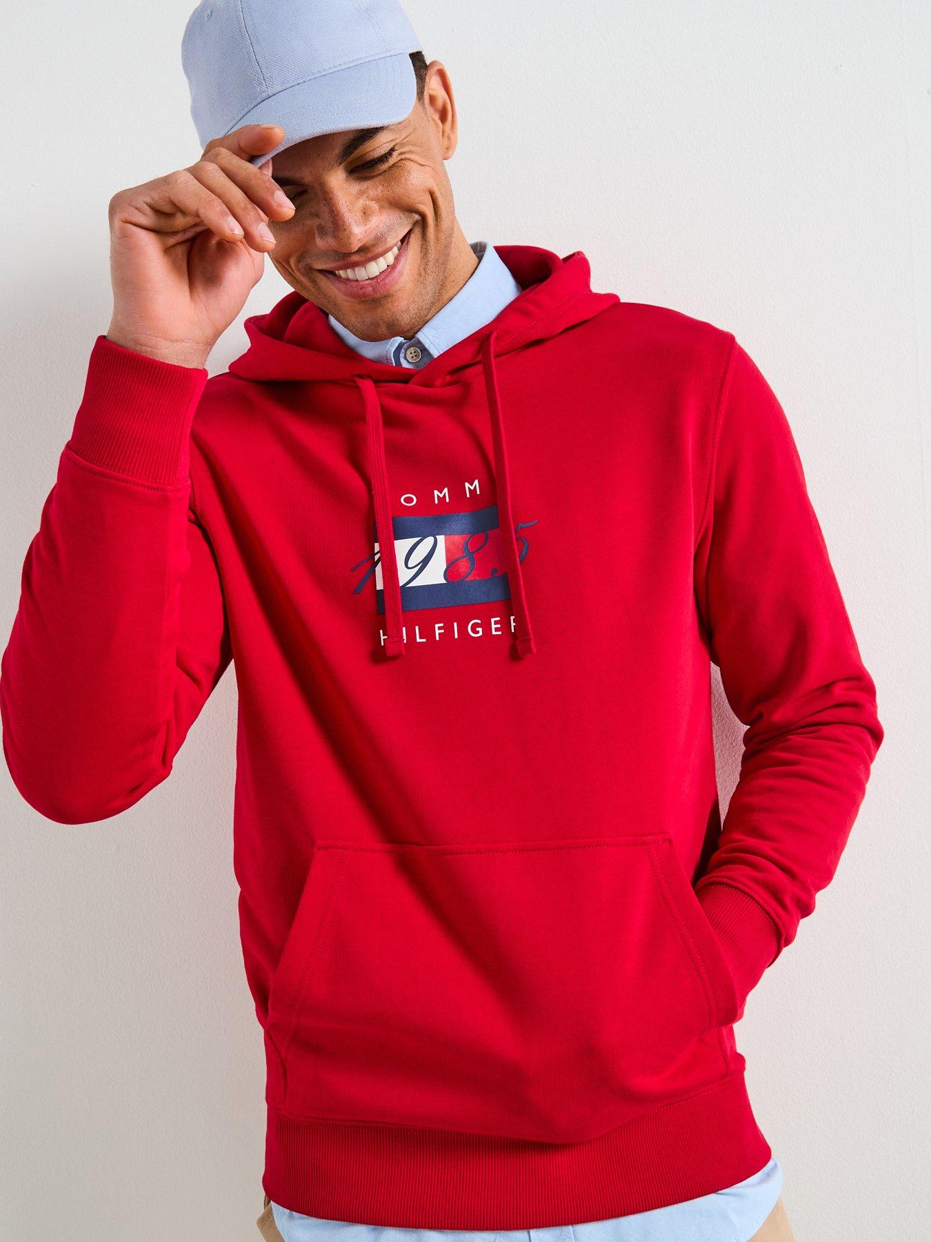 Tommy Hilfiger Linear Flag Graphic Hoodie - Red