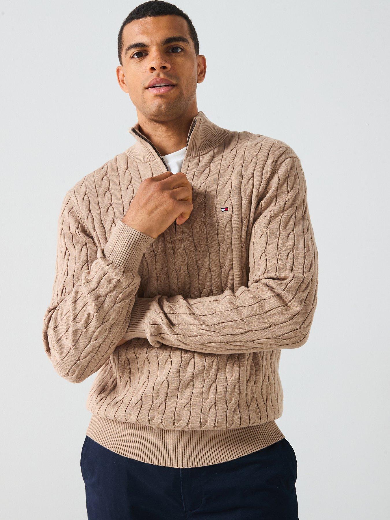 Tommy Hilfiger Classic Cotton Cable 1/4 Zip Mock Knitted Jumper