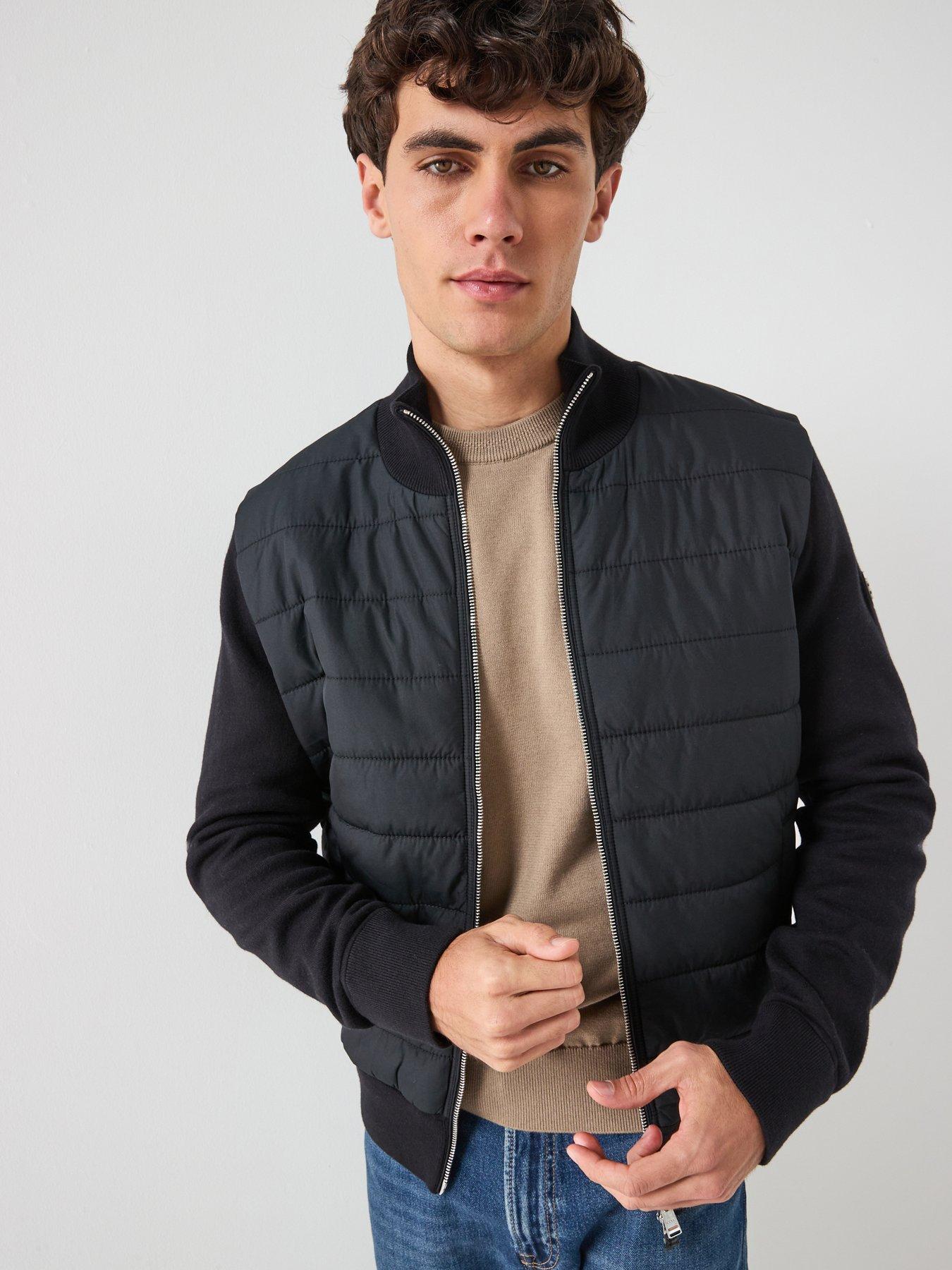 BOSS H-Hernesto Regular Fit Nylon Front Zip Thru Knitted Jacket - Black