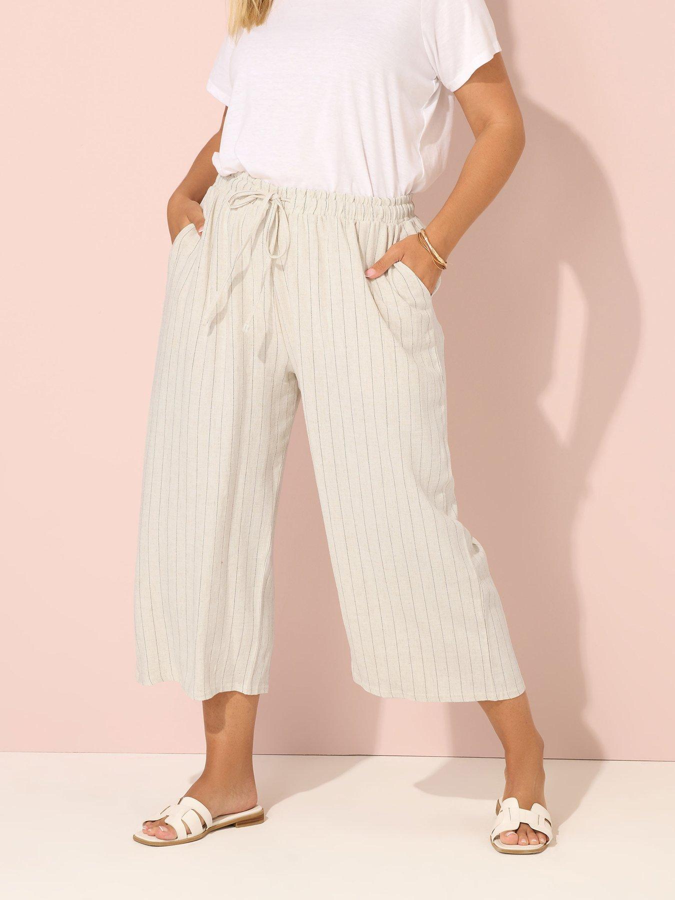undefined Curve Linen Stripe Culotte