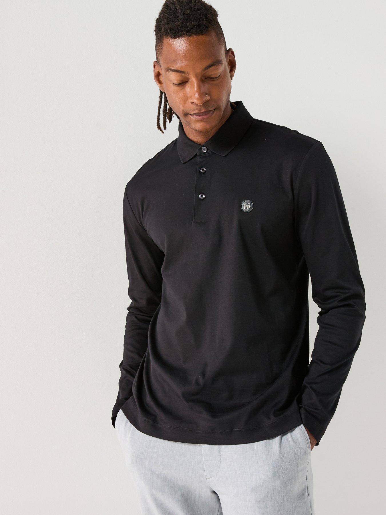 undefined C-paley 01 Regular Fit Nikel Logo Long Sleeve Polo Shirt - Black