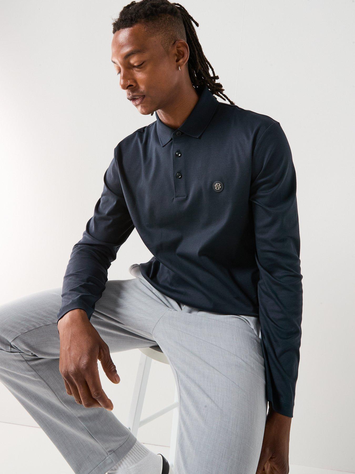 Image 4 of 6 of BOSS C-Paley 01 Regular Fit Nikel Logo Long Sleeve Polo Shirt - Navy