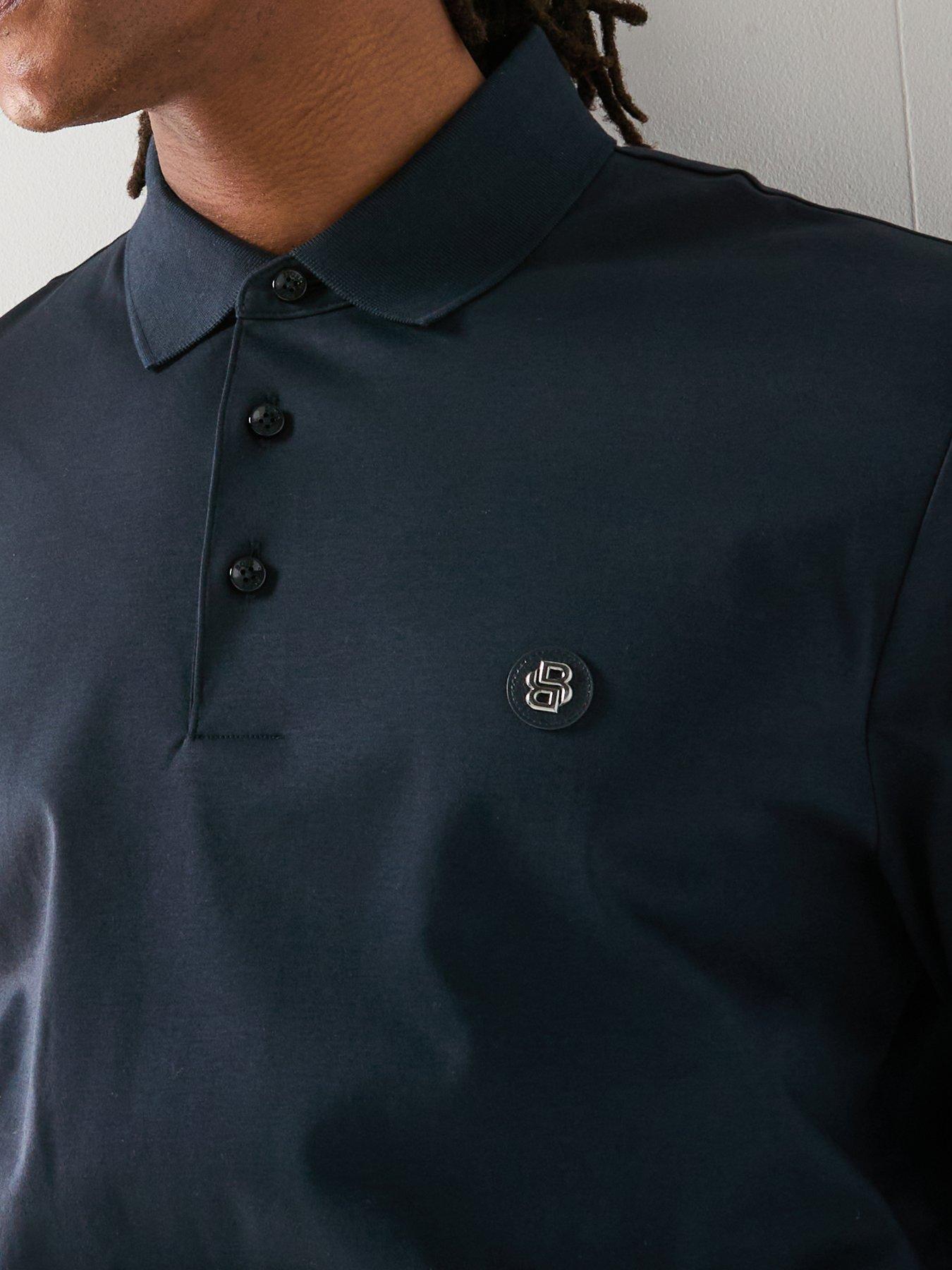 Image 6 of 6 of BOSS C-Paley 01 Regular Fit Nikel Logo Long Sleeve Polo Shirt - Navy