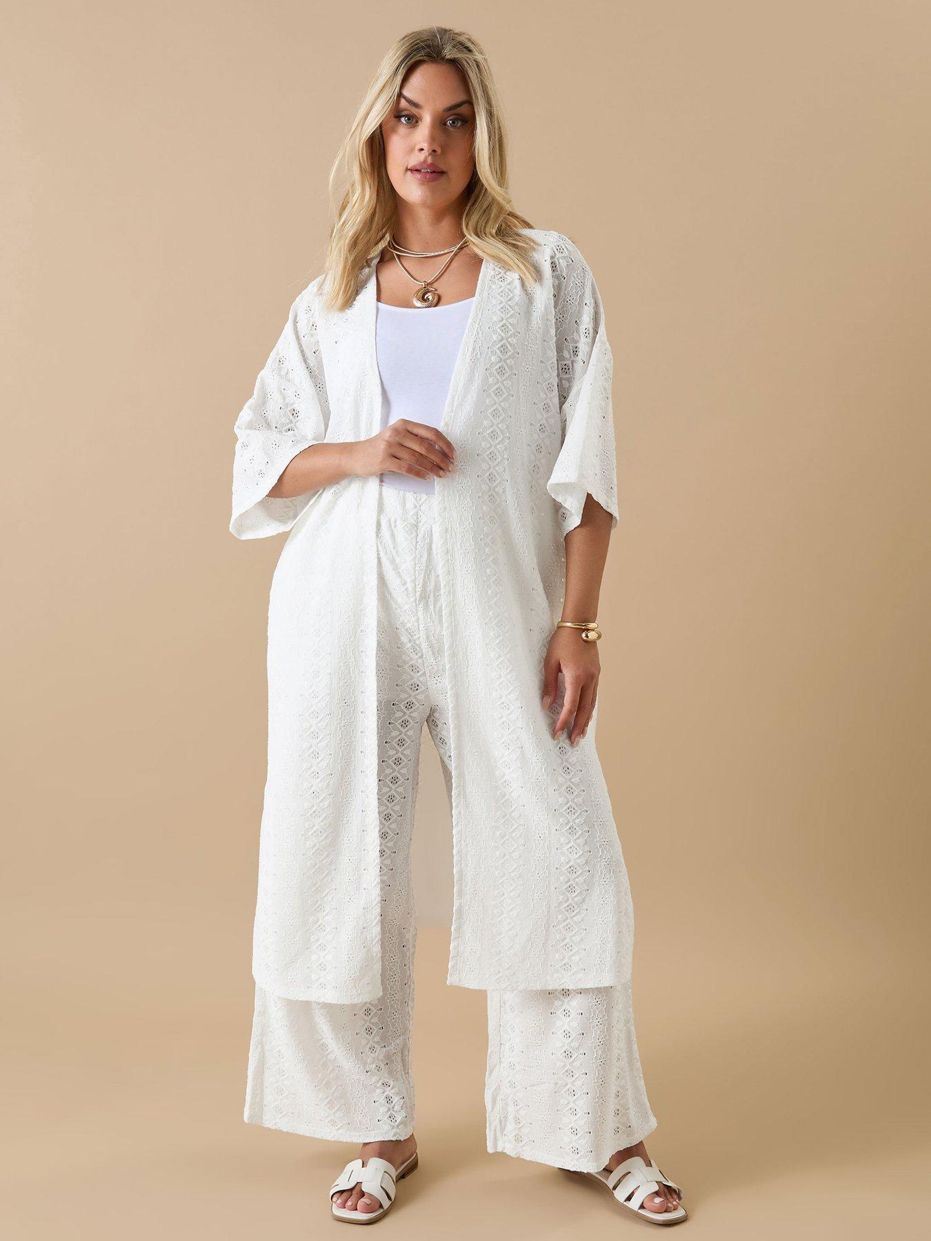Yours Curve Anglaise Cover Up - White