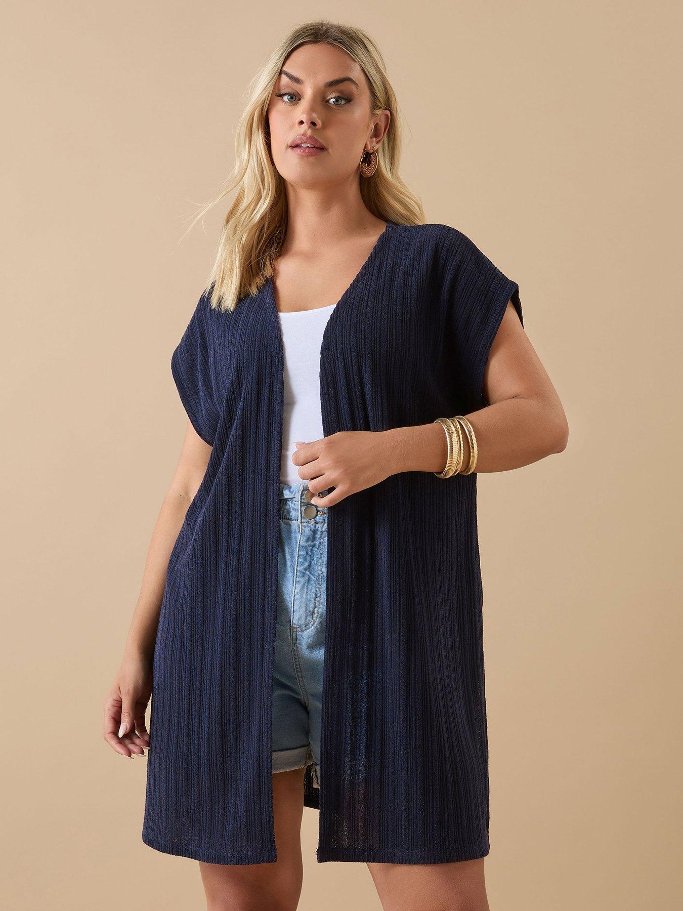 undefined Curve Short Sleeve Cover Up - Blue