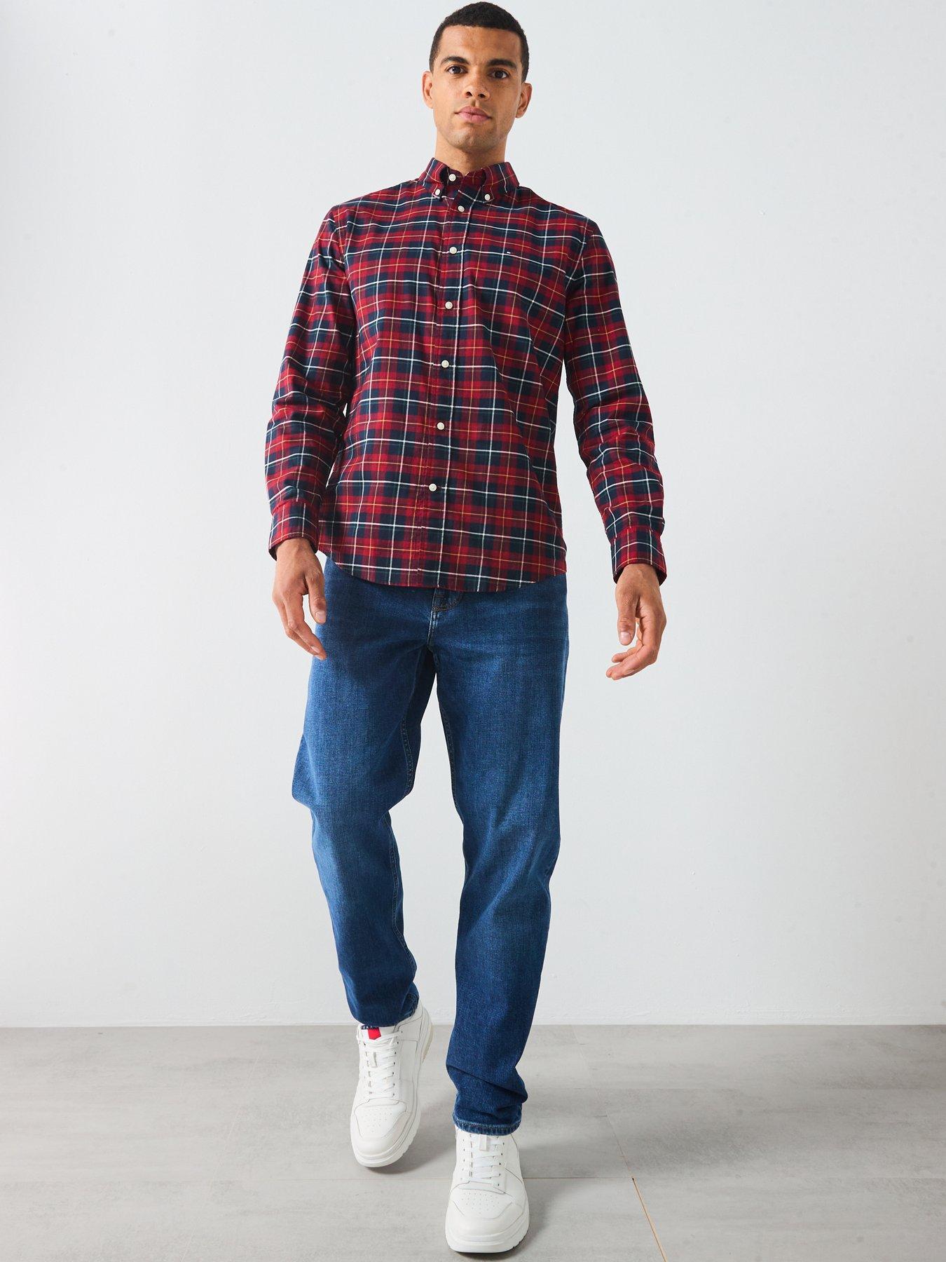 Image 3 of 5 of Tommy Hilfiger Mercerized Tartan Long Sleeve Regular Fit Shirt - Red