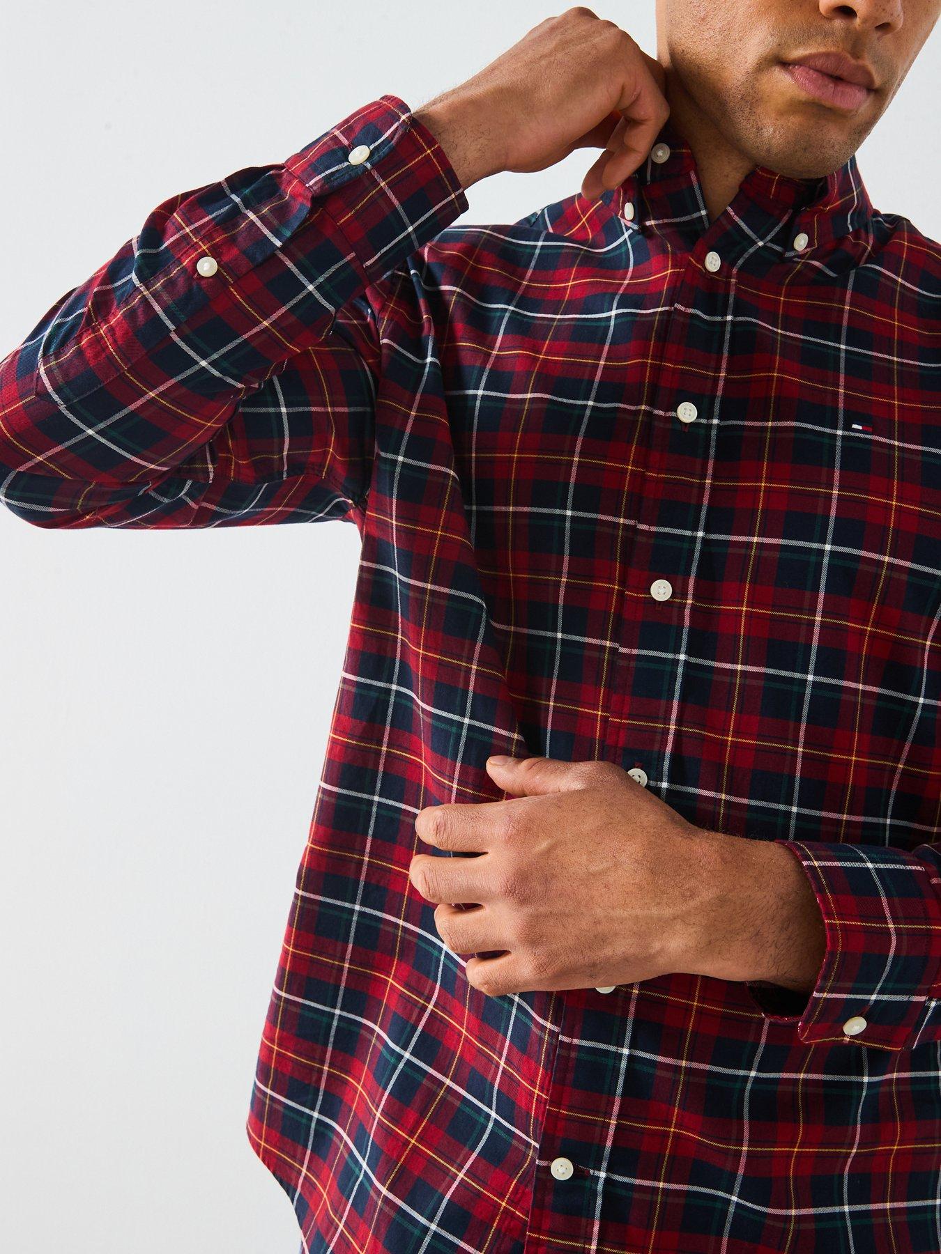 Image 4 of 5 of Tommy Hilfiger Mercerized Tartan Long Sleeve Regular Fit Shirt - Red
