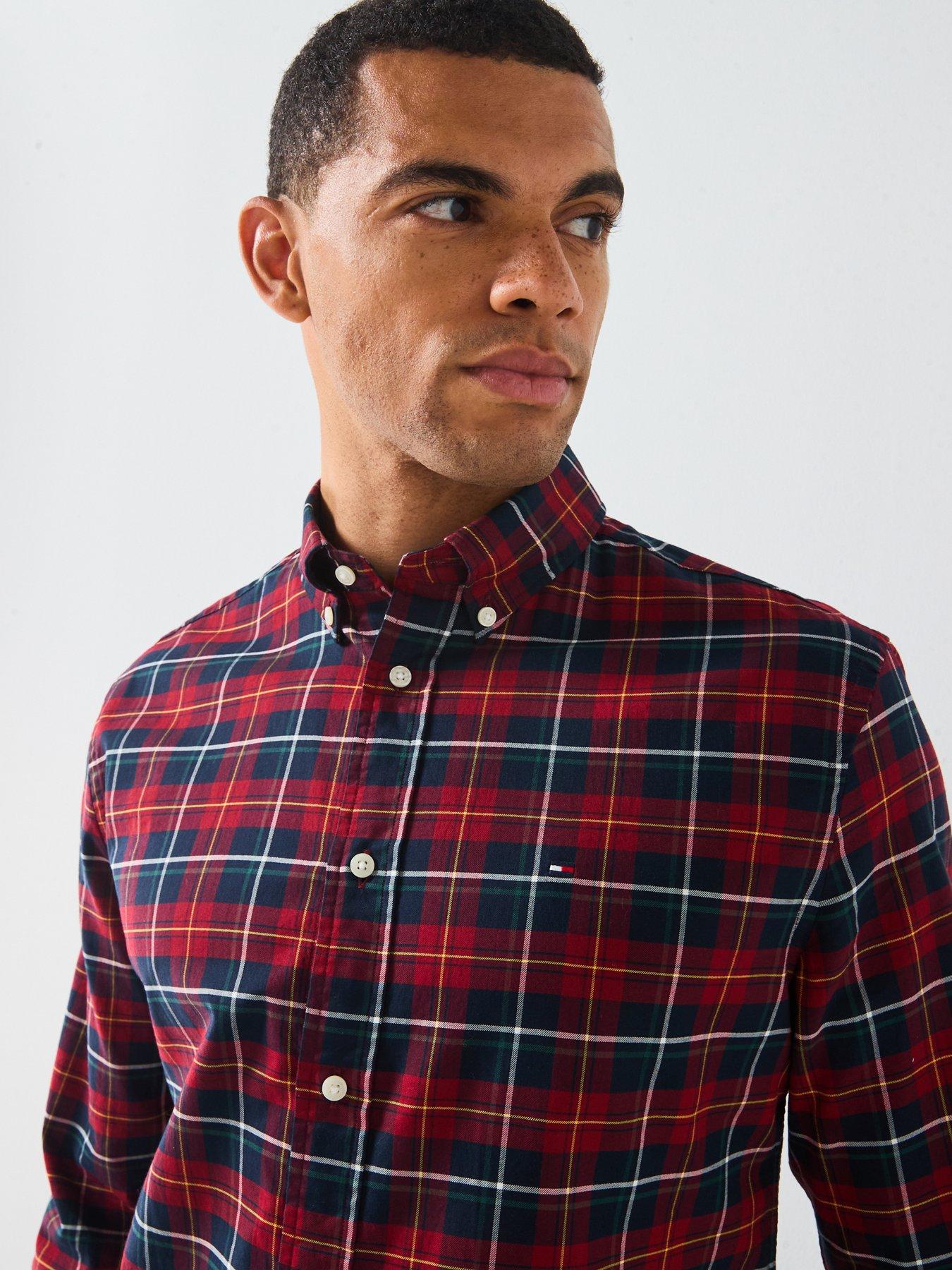 Image 5 of 5 of Tommy Hilfiger Mercerized Tartan Long Sleeve Regular Fit Shirt - Red