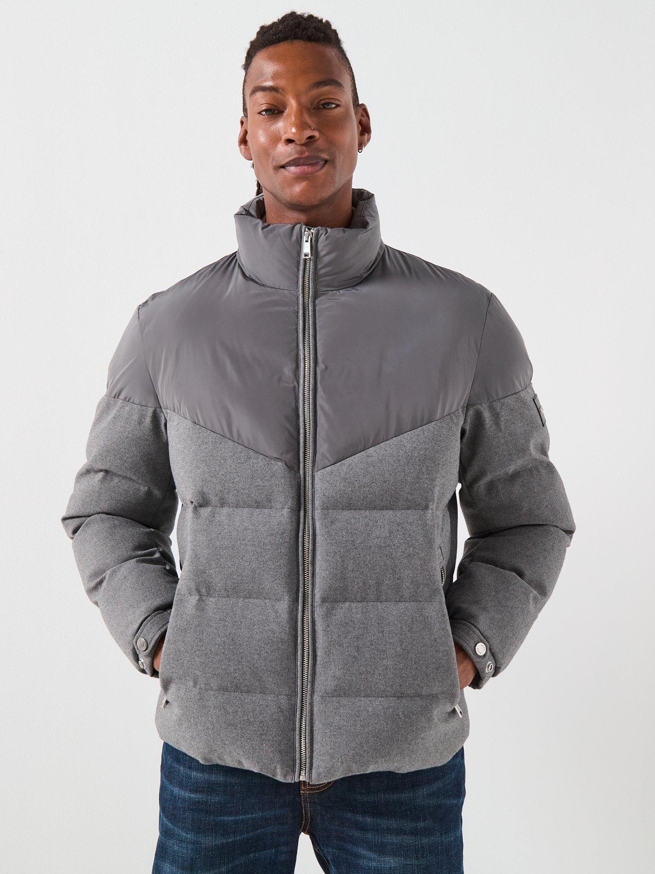 BOSS H-Clanello1 Nylon/Flannel Quilted Jacket - Grey