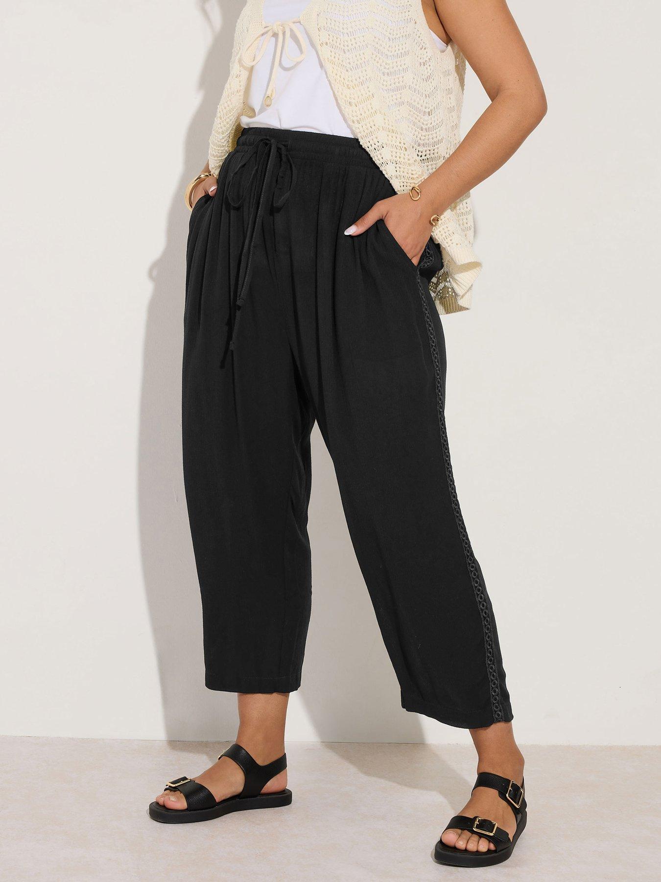 undefined Curve Crochet Side Crop Trouser - Black