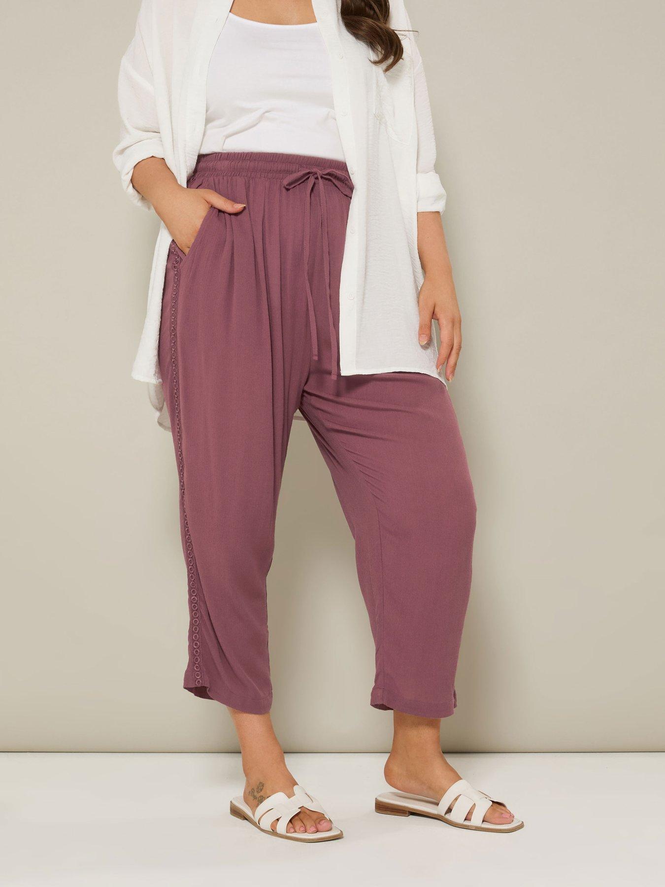 undefined Curve Crochet Side Crop Trouser - Red