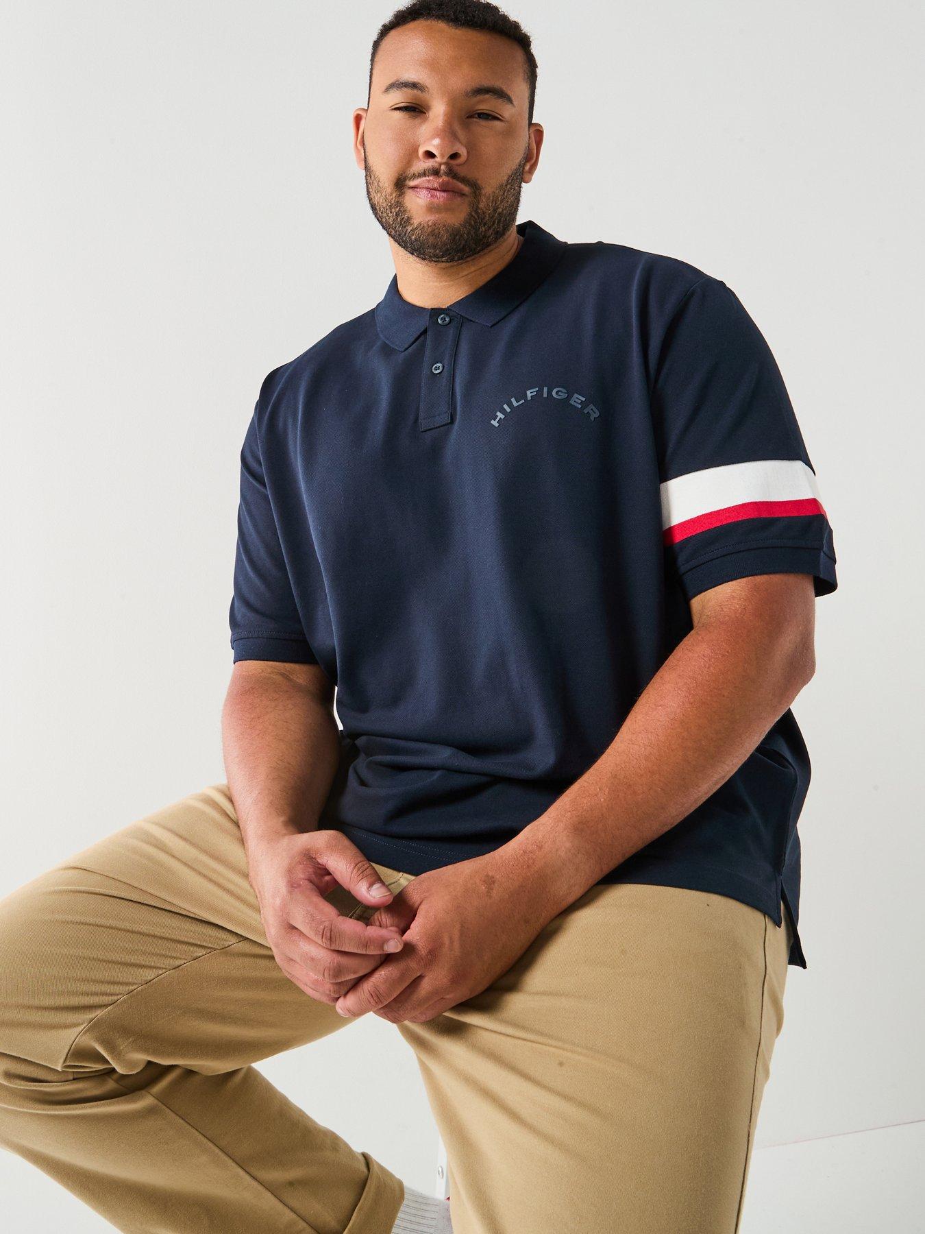 undefined Big  &  Tall Taped Short Sleeve Polo Shirt - Navy