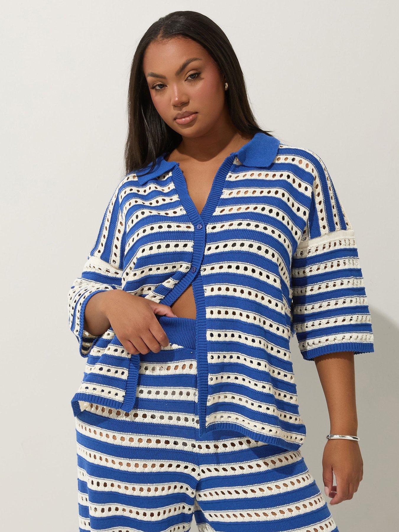 undefined Curve Knitted Shirt - Blue