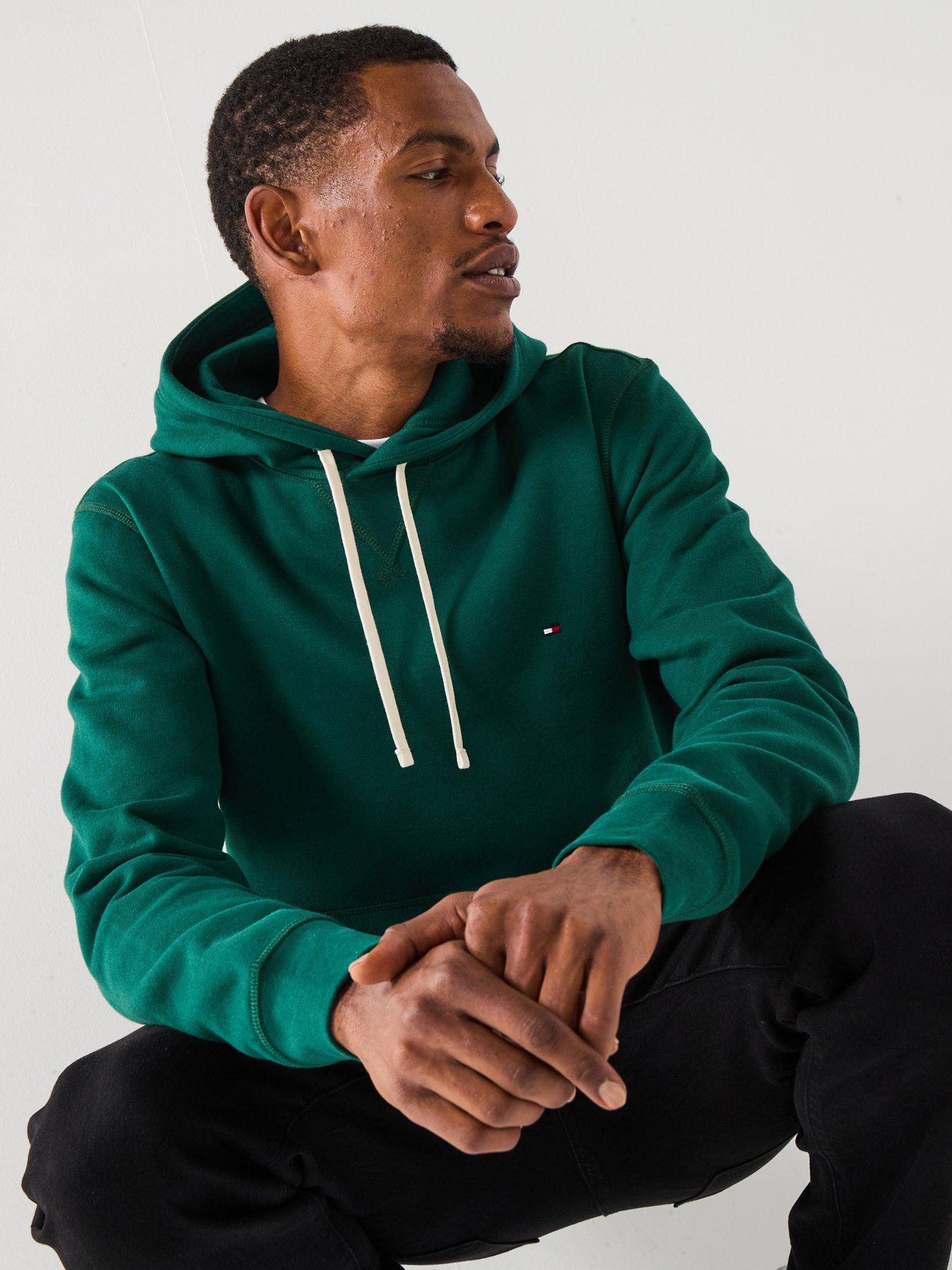 undefined Regular Fit Essential Fleece Overhead Hoodie - Dark Green