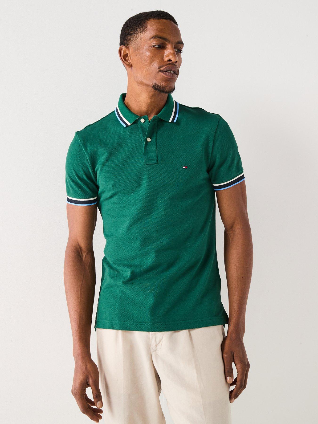 Tommy Hilfiger: Cuff Interest Slim Fit Polo Shirt - Dark Green