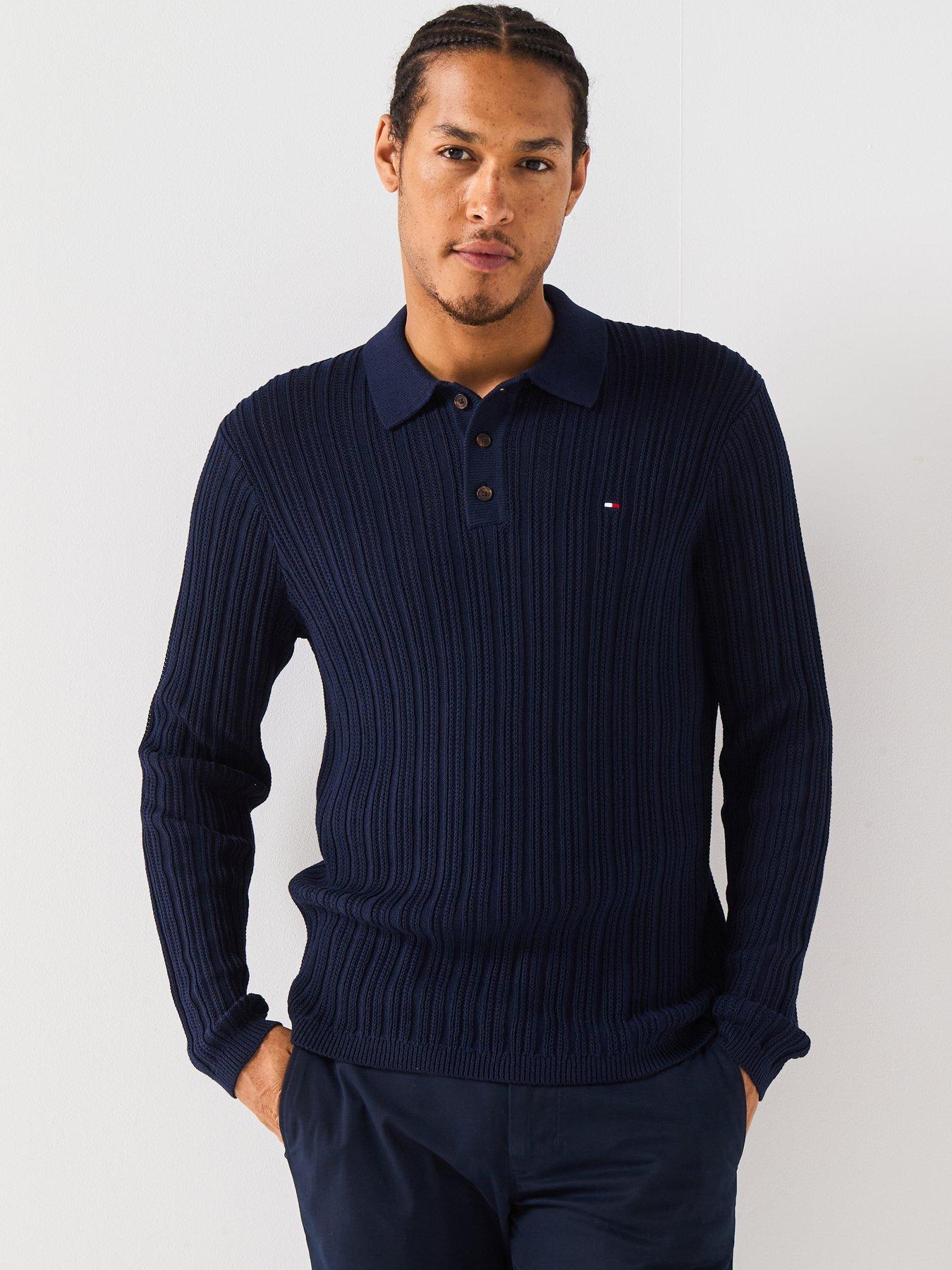undefined Elevated Structure Knitted Polo Shirt - Navy