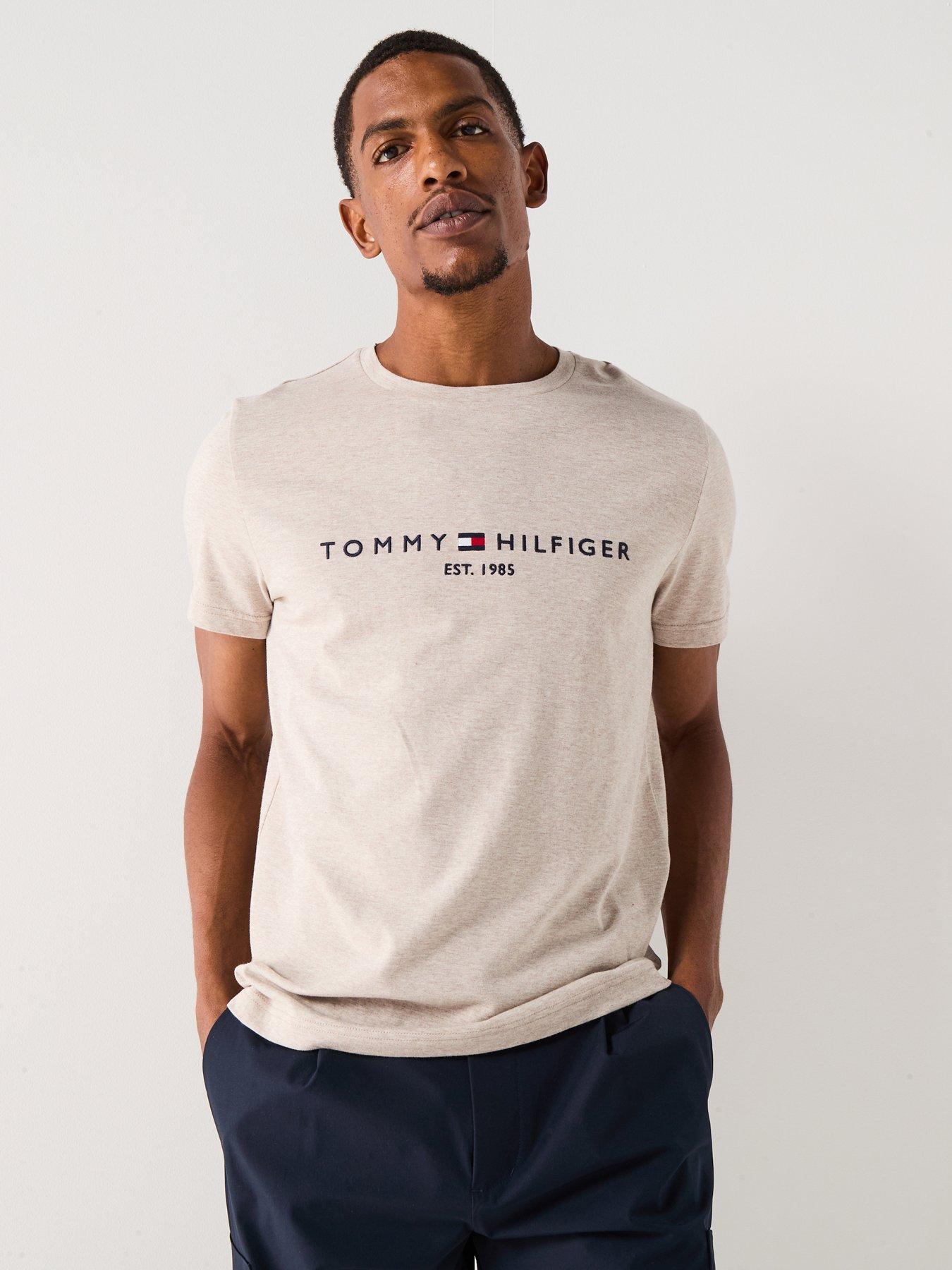 Tommy Hilfiger Linear Logo T-Shirt - Natural