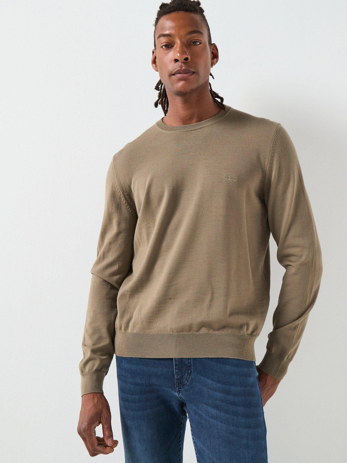 BOSS Boss Botto-l Regular Fit Crew Wool Knitted Jumper - Brown